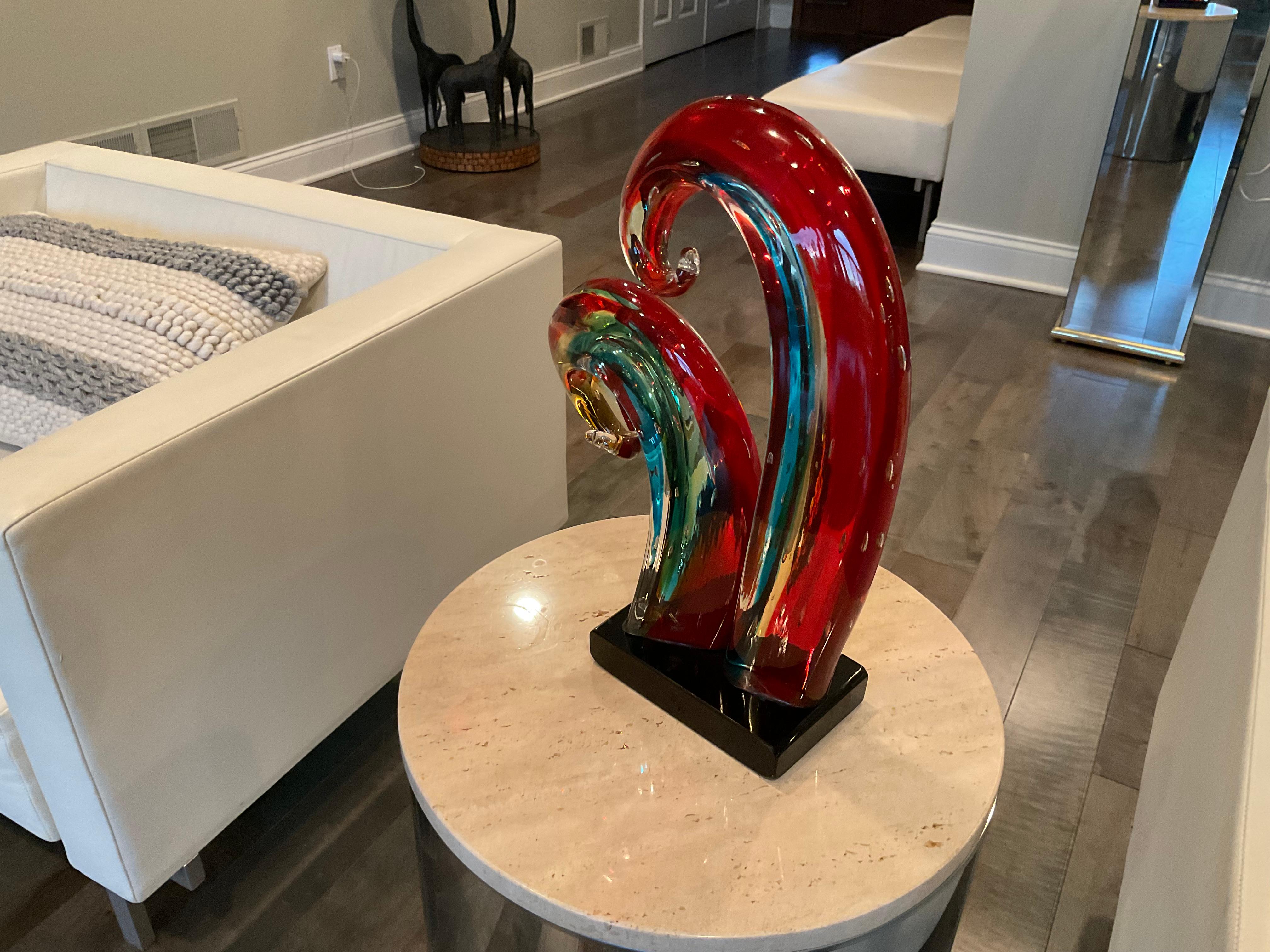 Mid-Century Modern Large Murano Art Glass Sculpture in vibrant colors by Sergio Costatini  For Sale