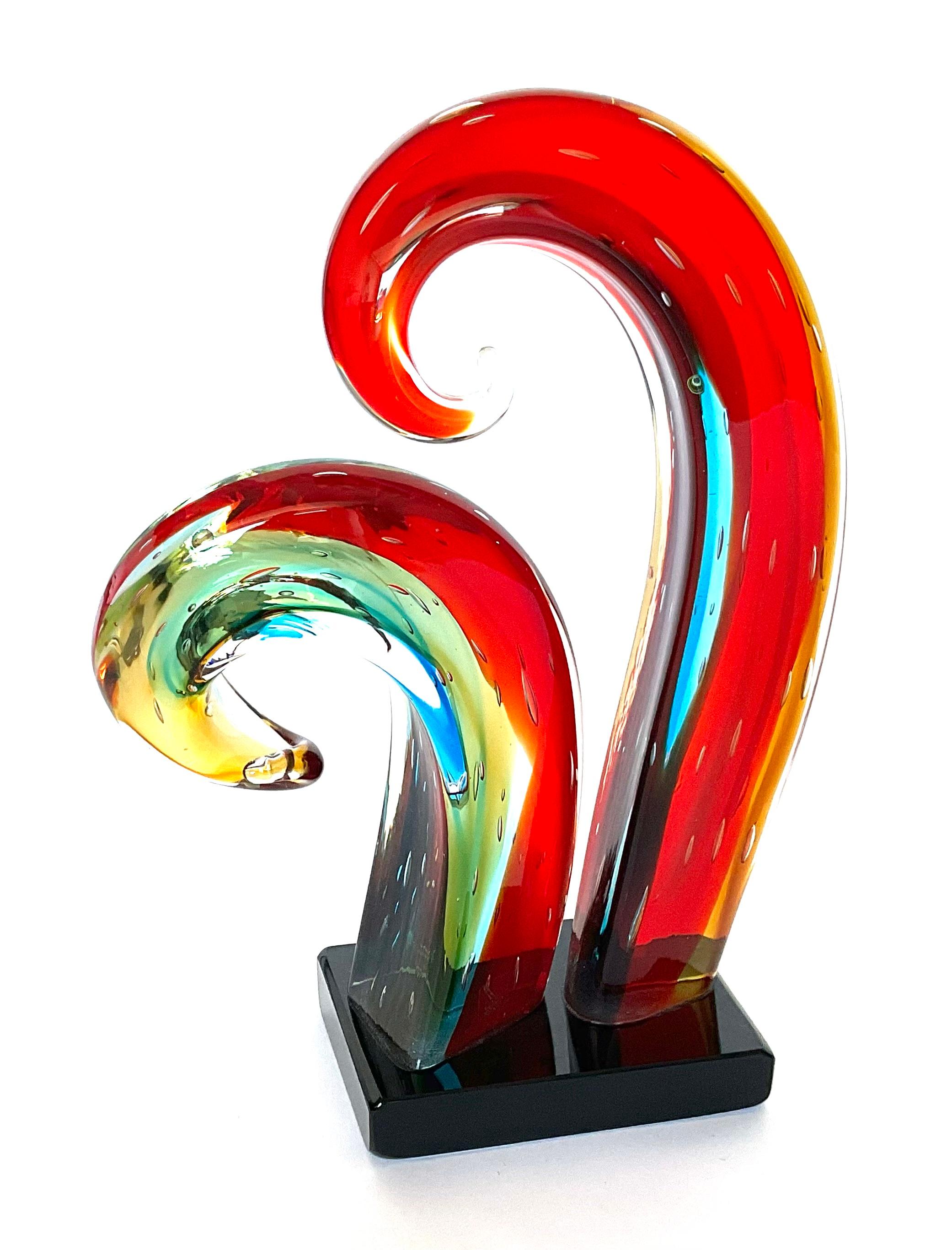 Große Skulptur aus Murano-Kunstglas in leuchtenden Farben von Sergio Costatini  (Ende des 20. Jahrhunderts)