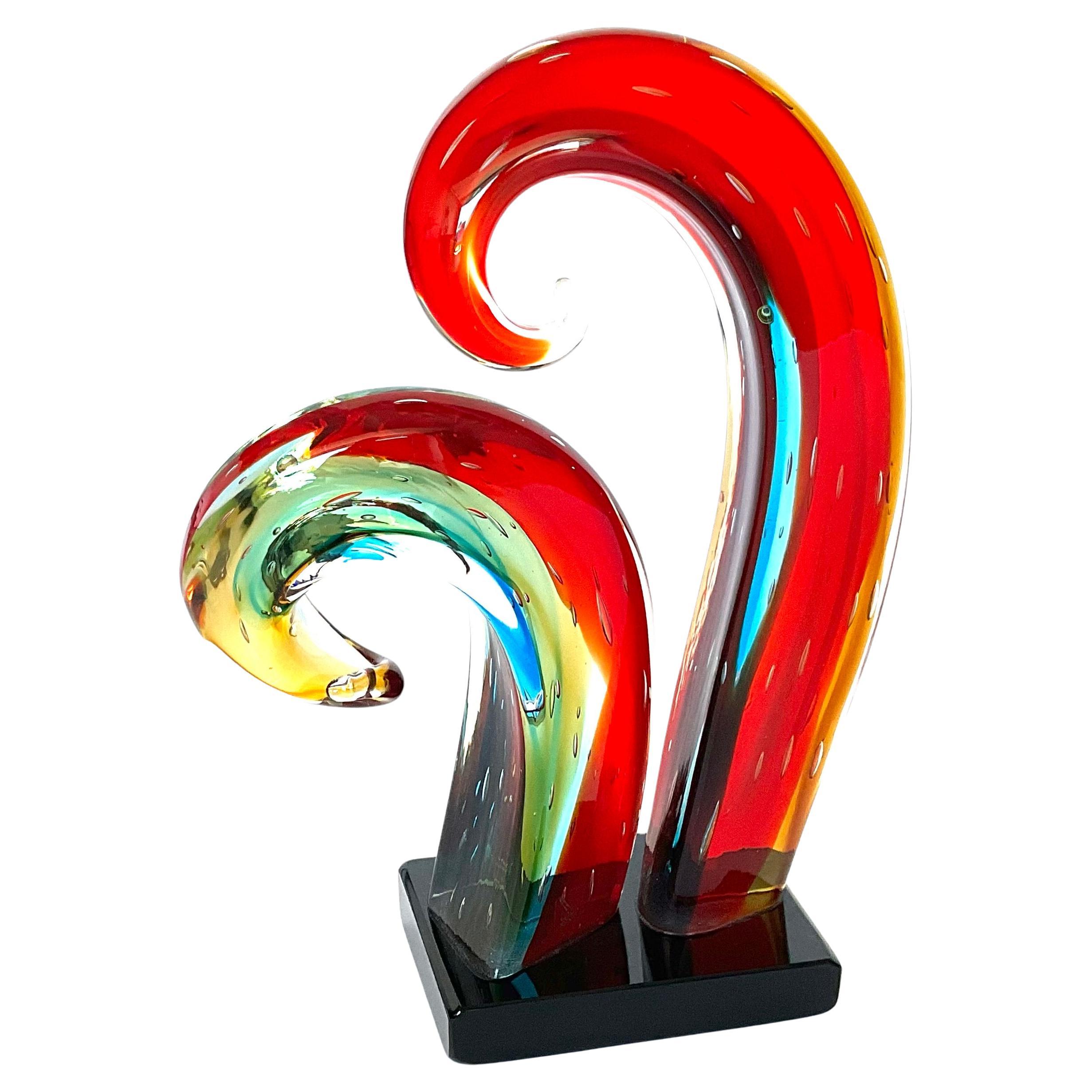 Large Murano Art Glass Sculpture in vibrant colors by Sergio Costatini  For Sale
