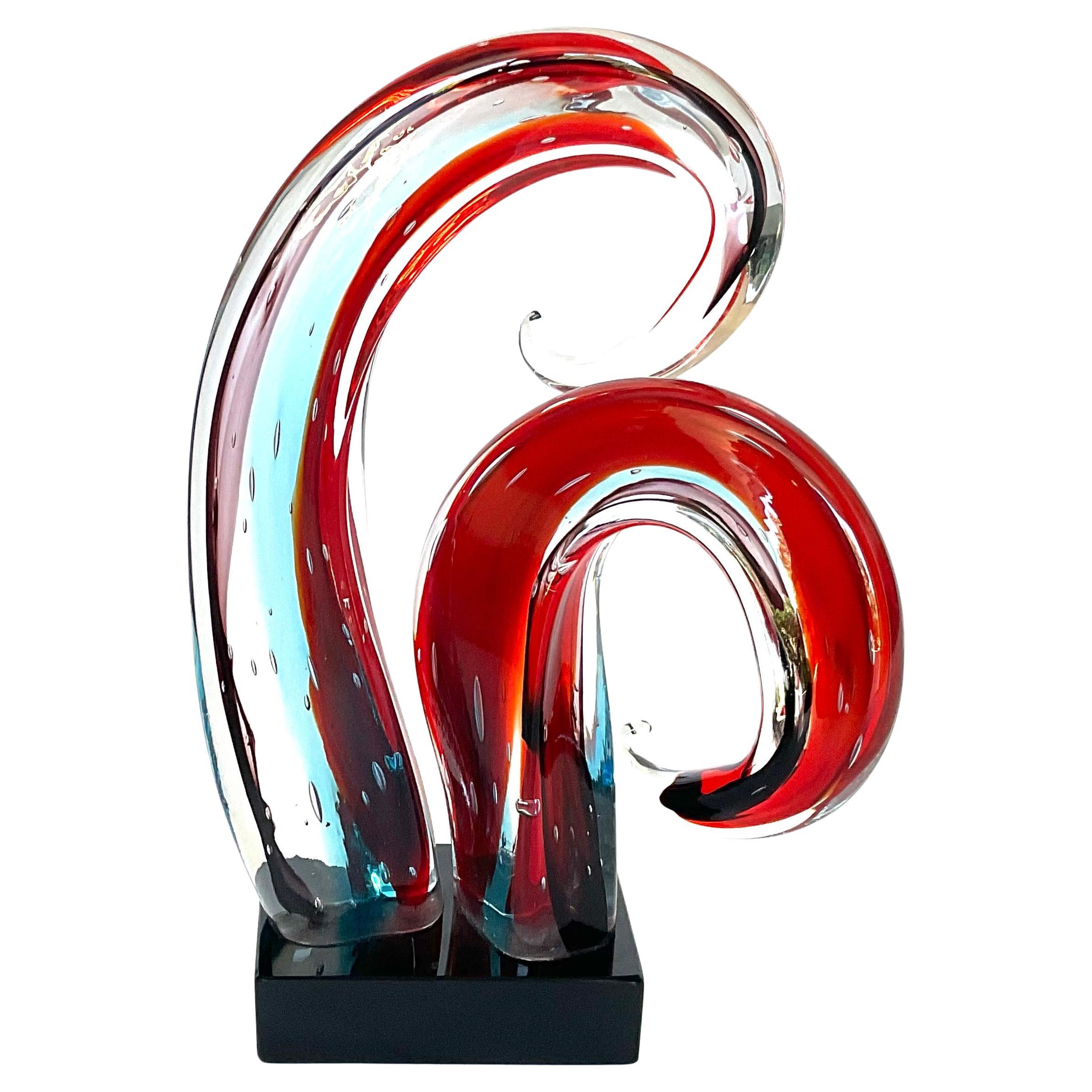 Large Murano Art Glass Sculpture in vibrant colors by Sergio Costatini studio  For Sale