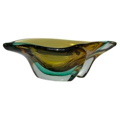 Large Murano Art Glass Sommerso Bowl attributed Flavio Poli Seguso Vetri D’Arte