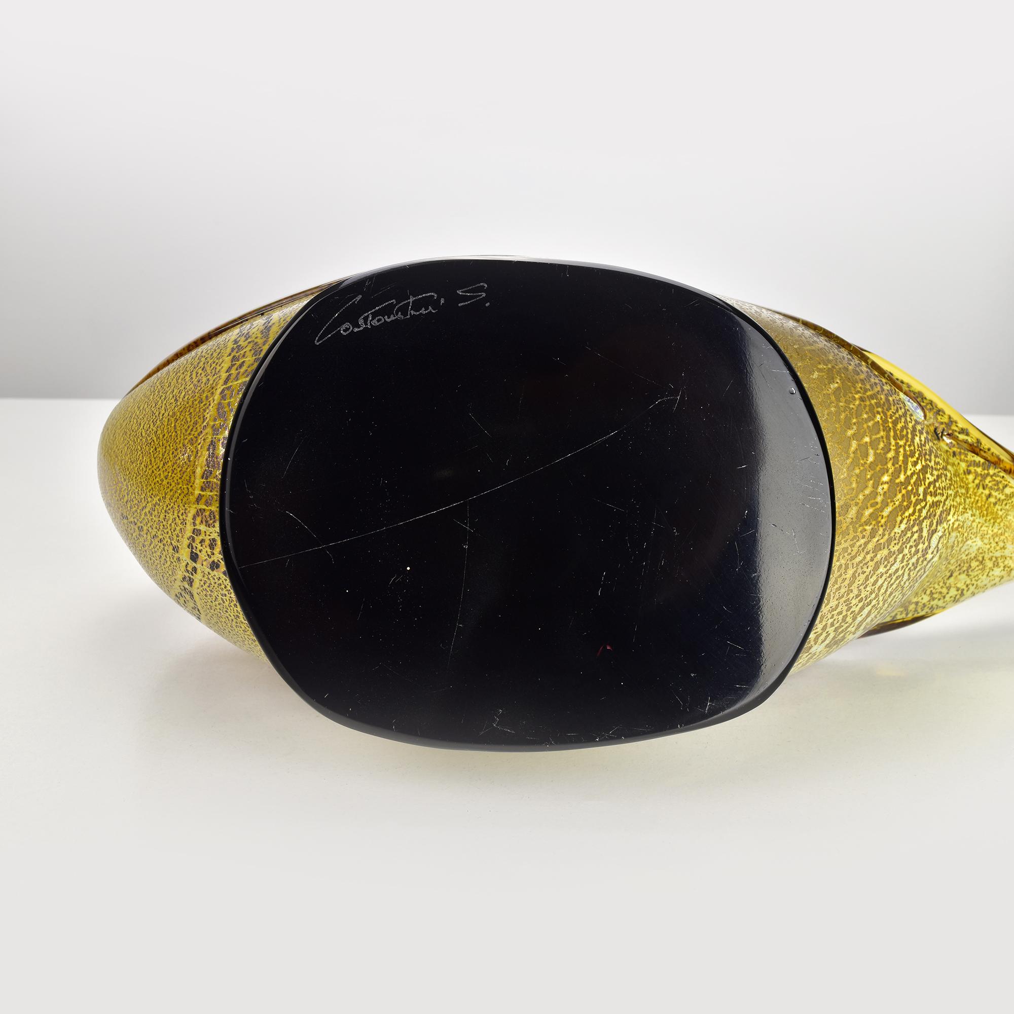 Großer Murano Kunstglas Schwan von Sergio Costantini, Gold Aventurin Skulptur (Ende des 20. Jahrhunderts) im Angebot