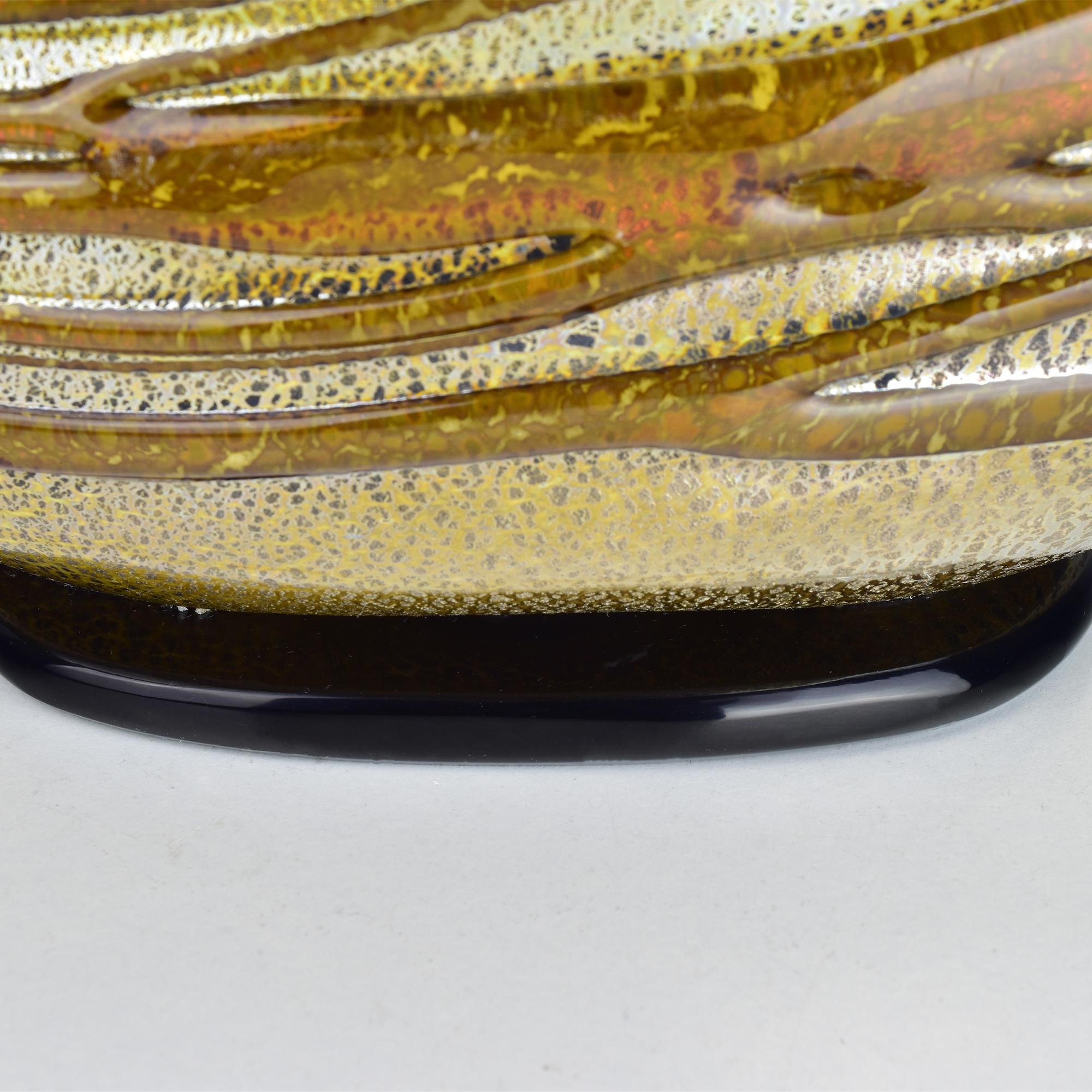 Großer Murano Kunstglas Schwan von Sergio Costantini, Gold Aventurin Skulptur im Angebot 1