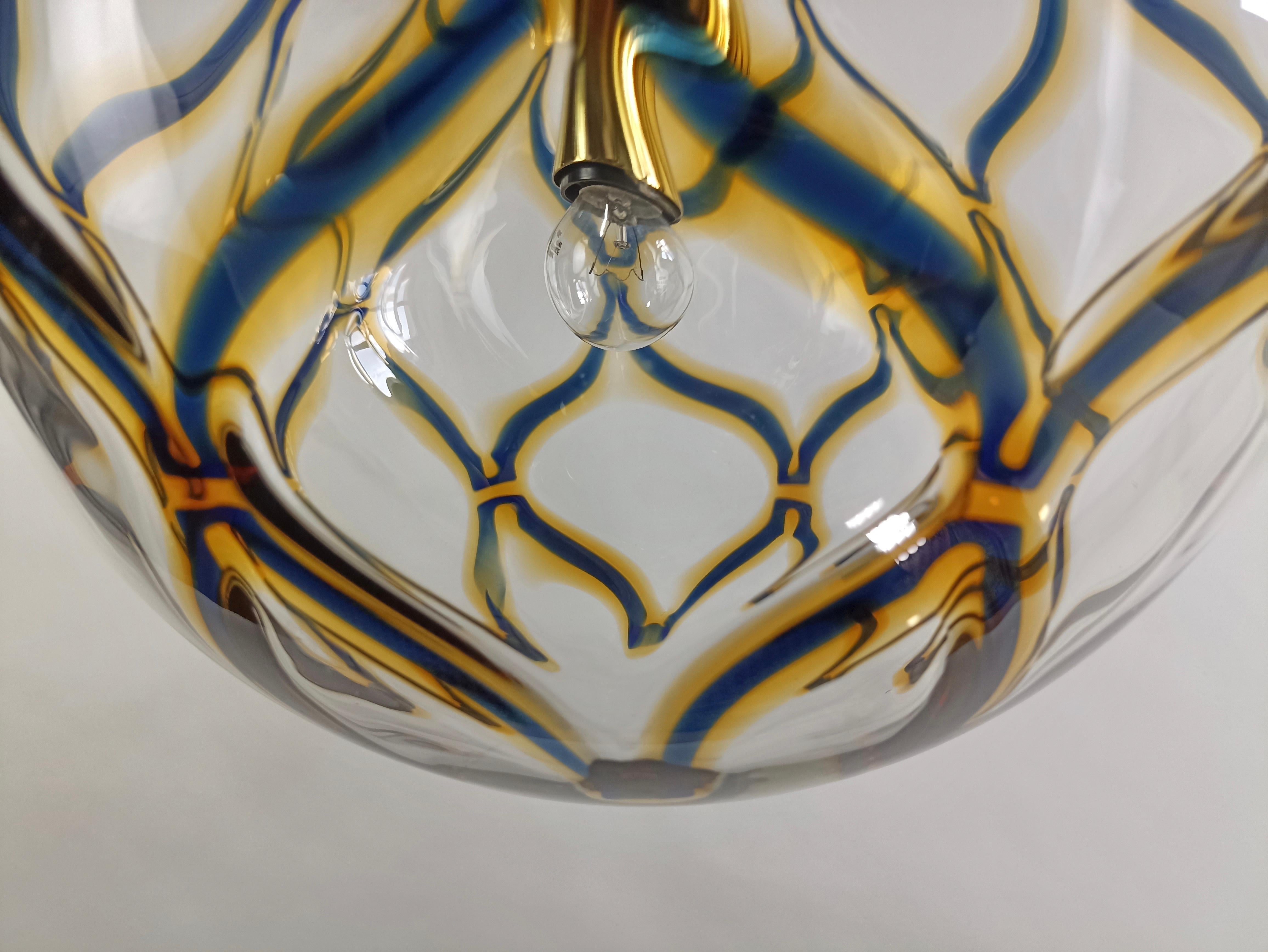 Toni Zuccheri Attributable Large Murano Art Glass Pendant Lamp. Italy, 1960s. In Good Condition In Caprino Veronese, VR