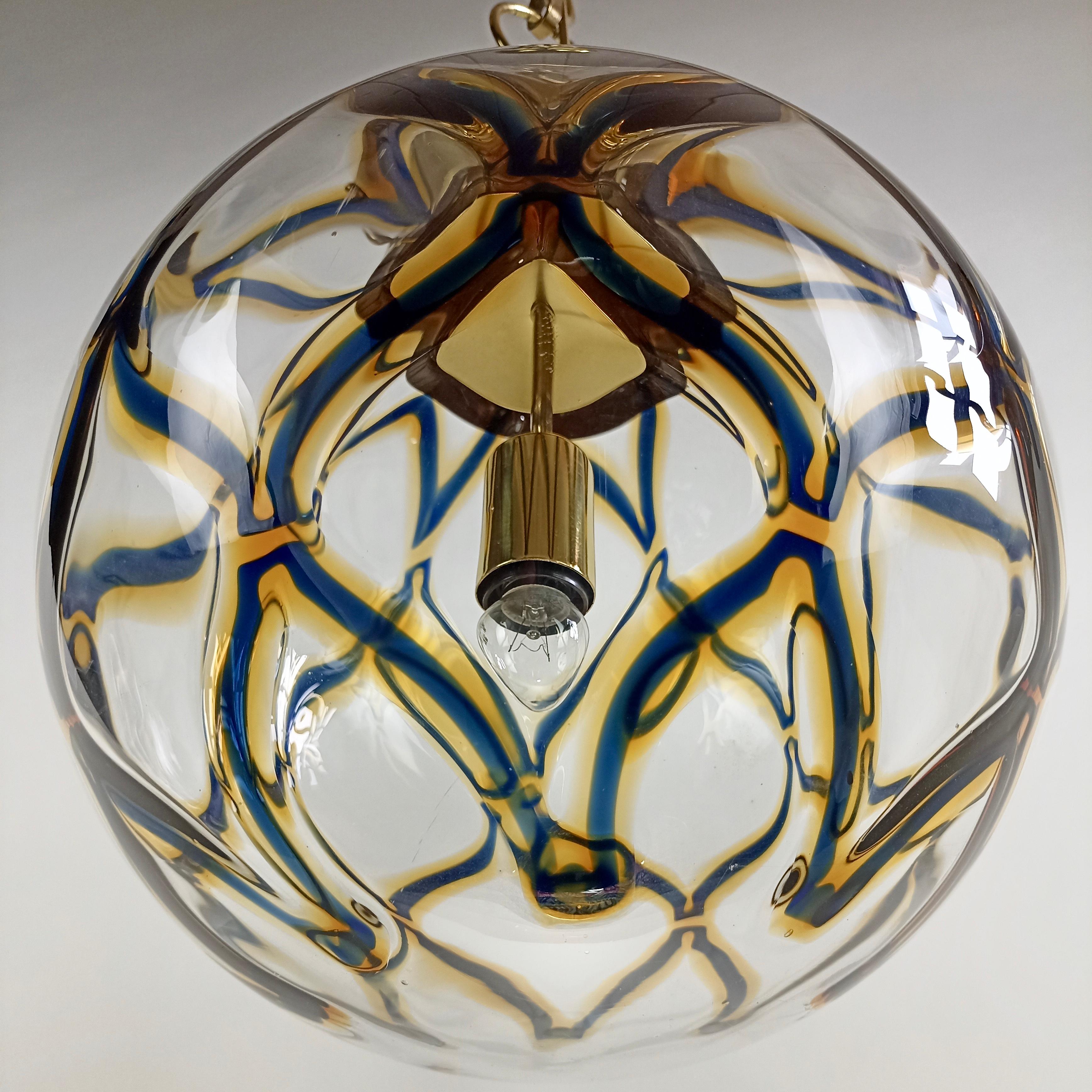 Italian Toni Zuccheri Attributable Large Murano Art Glass Pendant Lamp. Italy, 1960s.