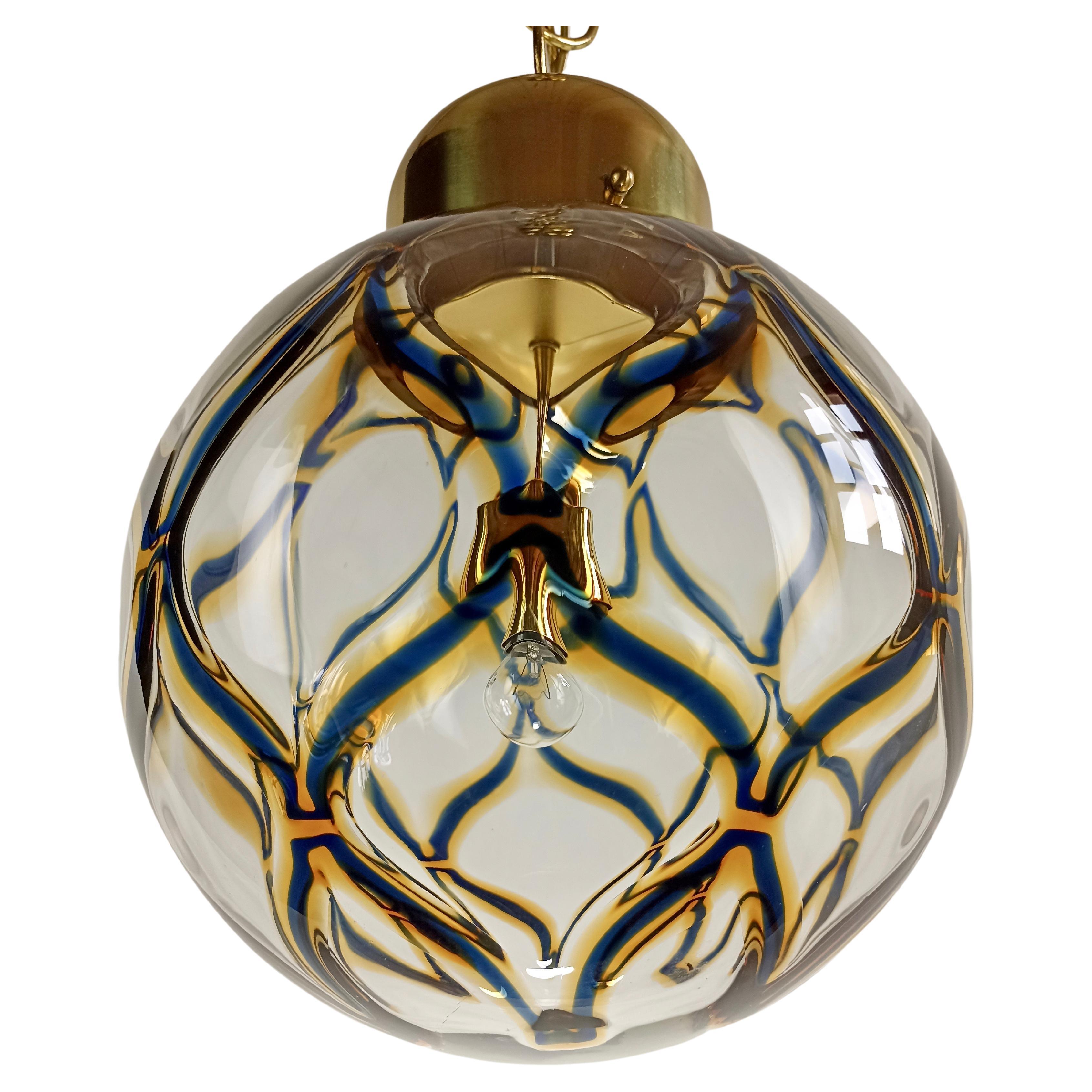 Toni Zuccheri Attributable Large Murano Art Glass Pendant Lamp. Italy, 1960s.