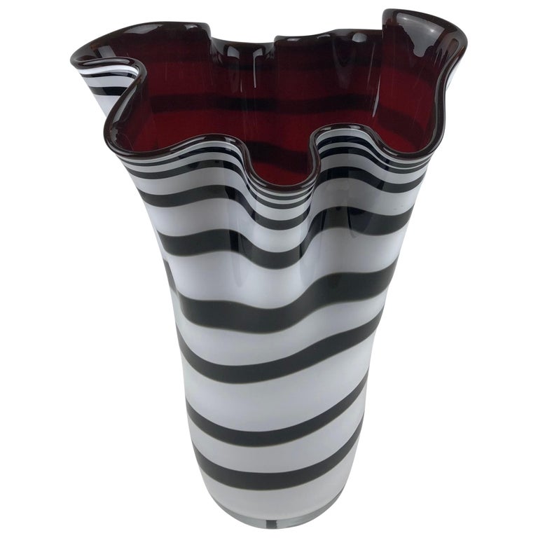 Large Murano Art Glass Vase Black White and Burgundy For Sale at 1stDibs |  large murano glass vase, murano glass vase vintage, vintage murano glass  vases