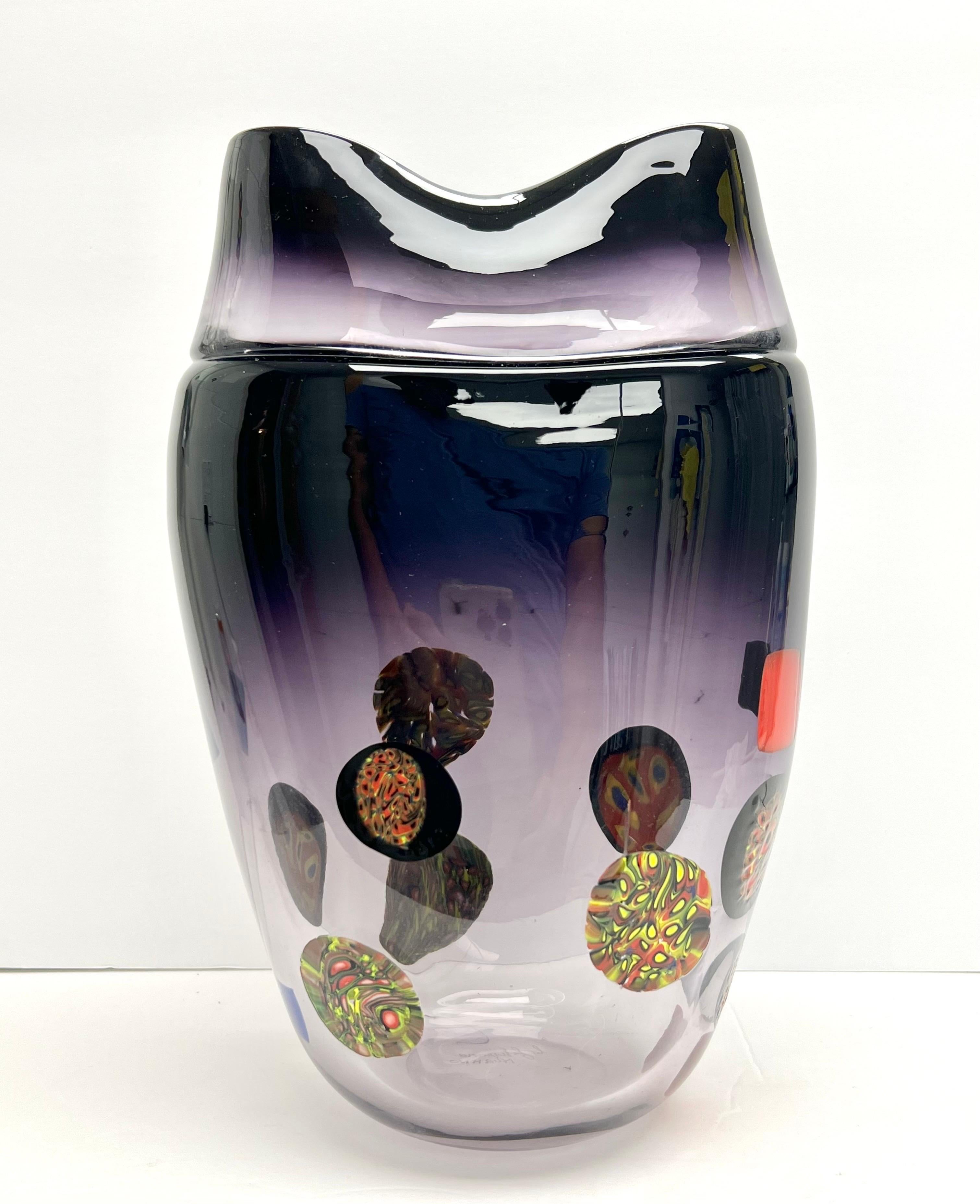 Late 20th Century Large Murano Art Glass Vase by La Filigrana For Sale