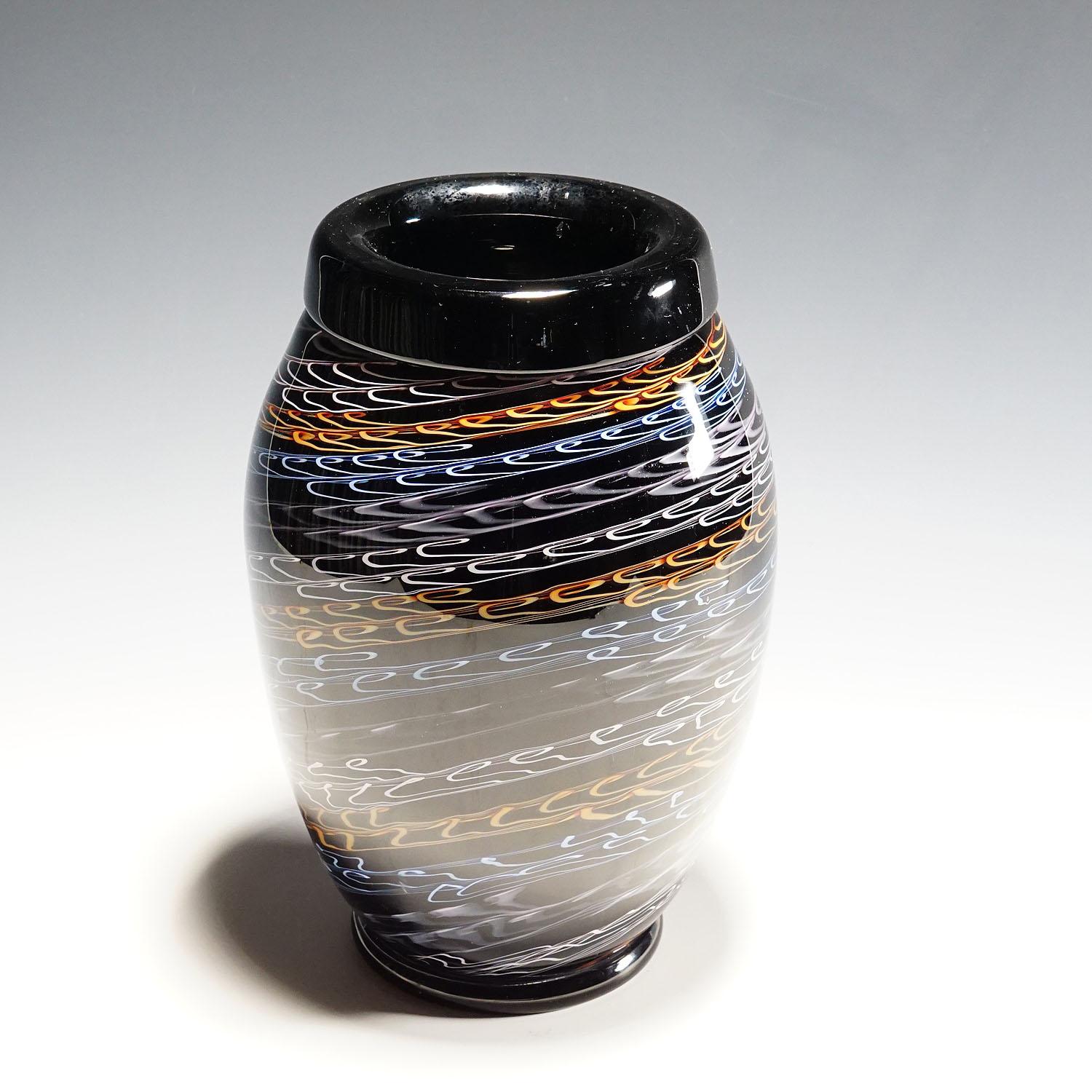 Mid-Century Modern Large Murano Art Glass Vase by Master Paolo Crepax, 1990s For Sale