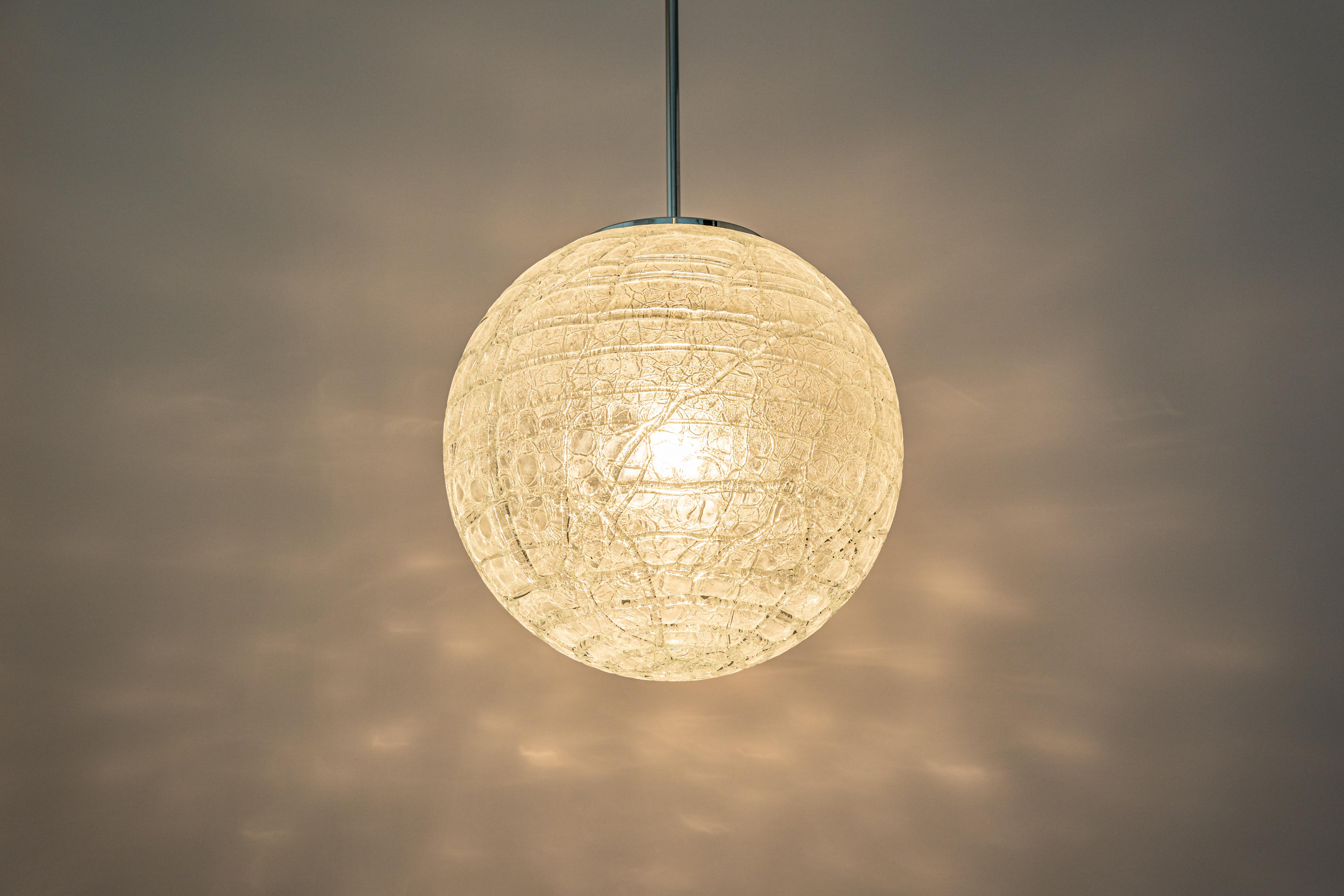 Large Murano Ball Pendant Light by Doria, Germany, 1970s For Sale 4