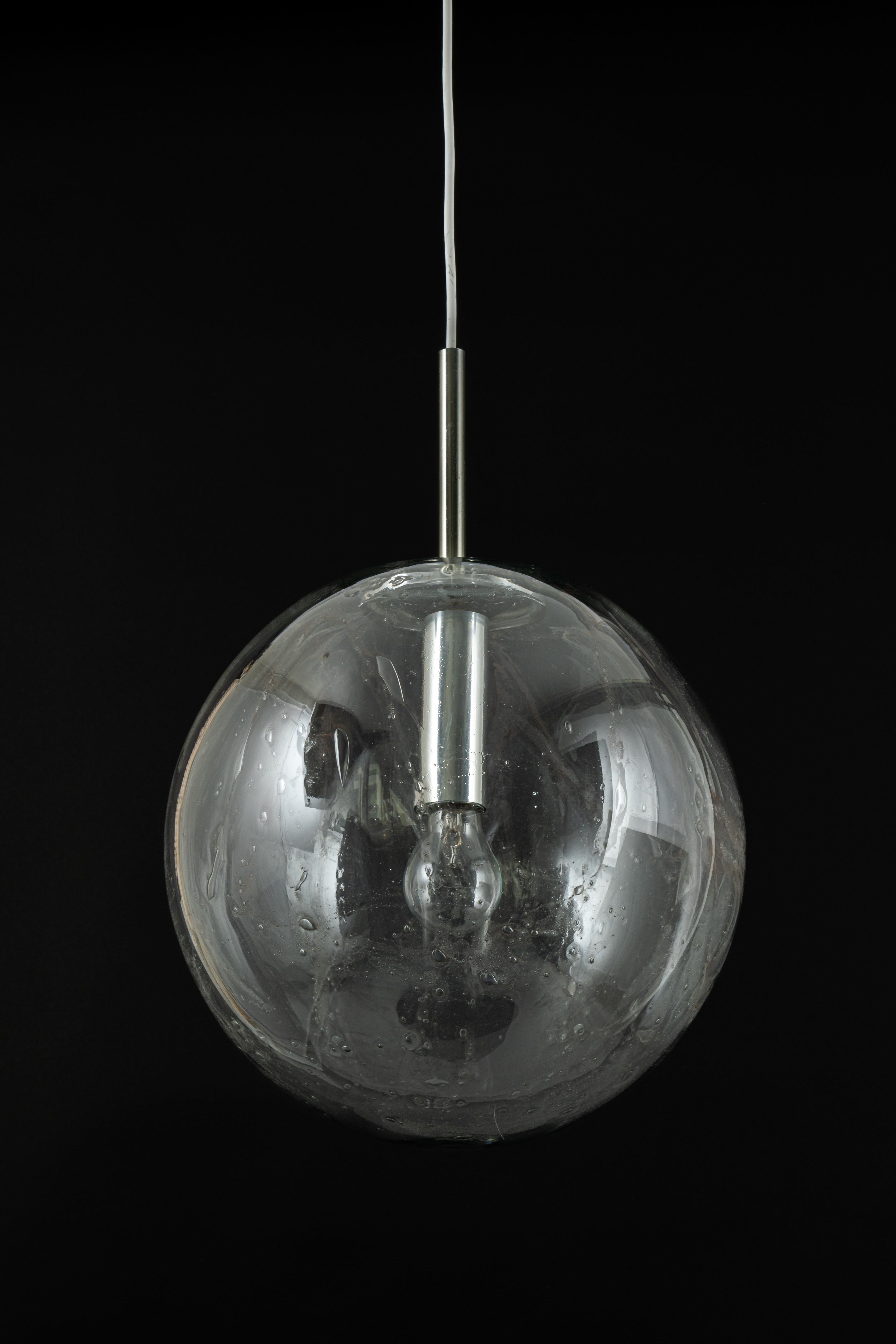 Large Murano Ball Pendant Light by Doria, Germany, 1970s For Sale 5