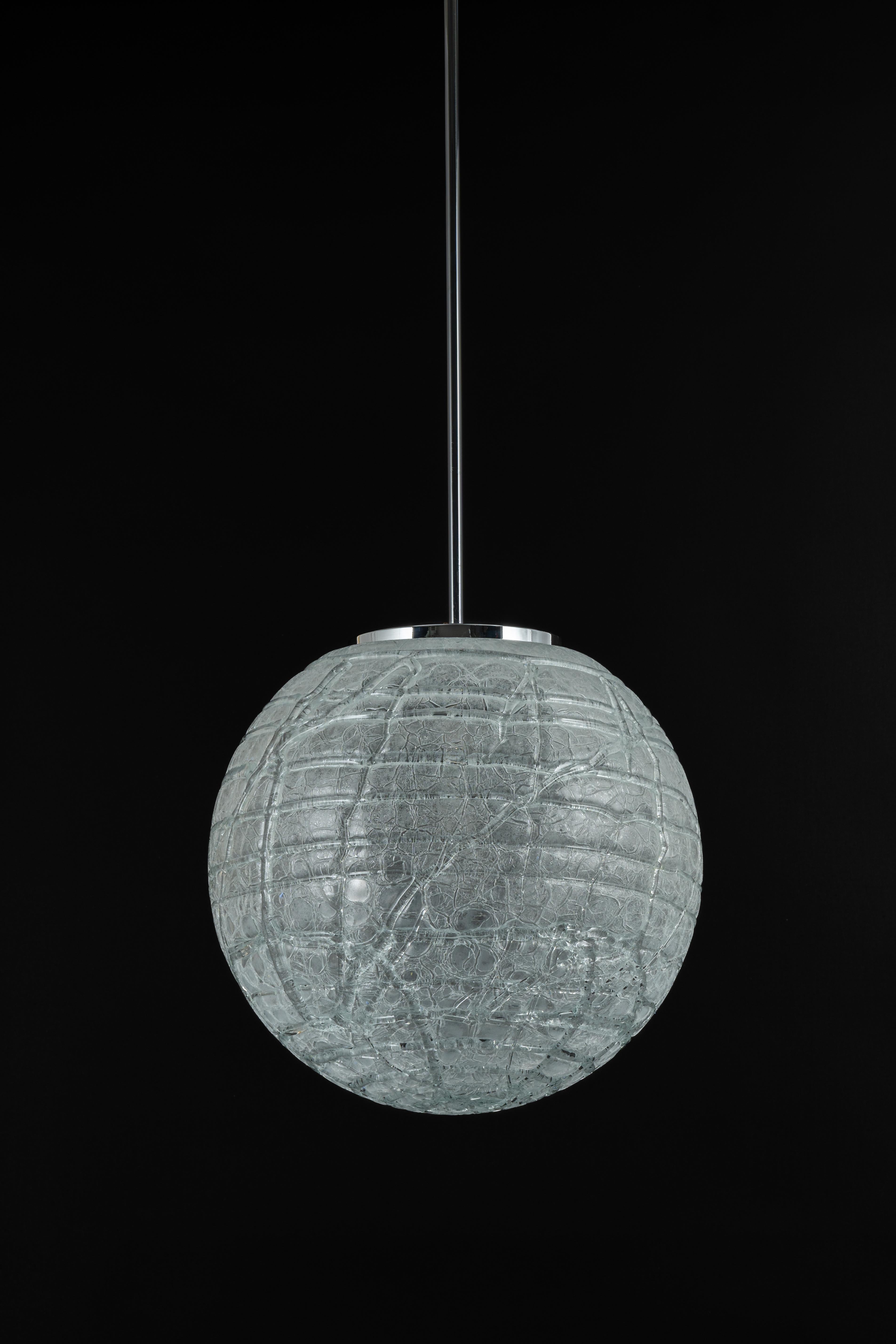 Large Murano Ball Pendant Light by Doria, Germany, 1970s For Sale 5