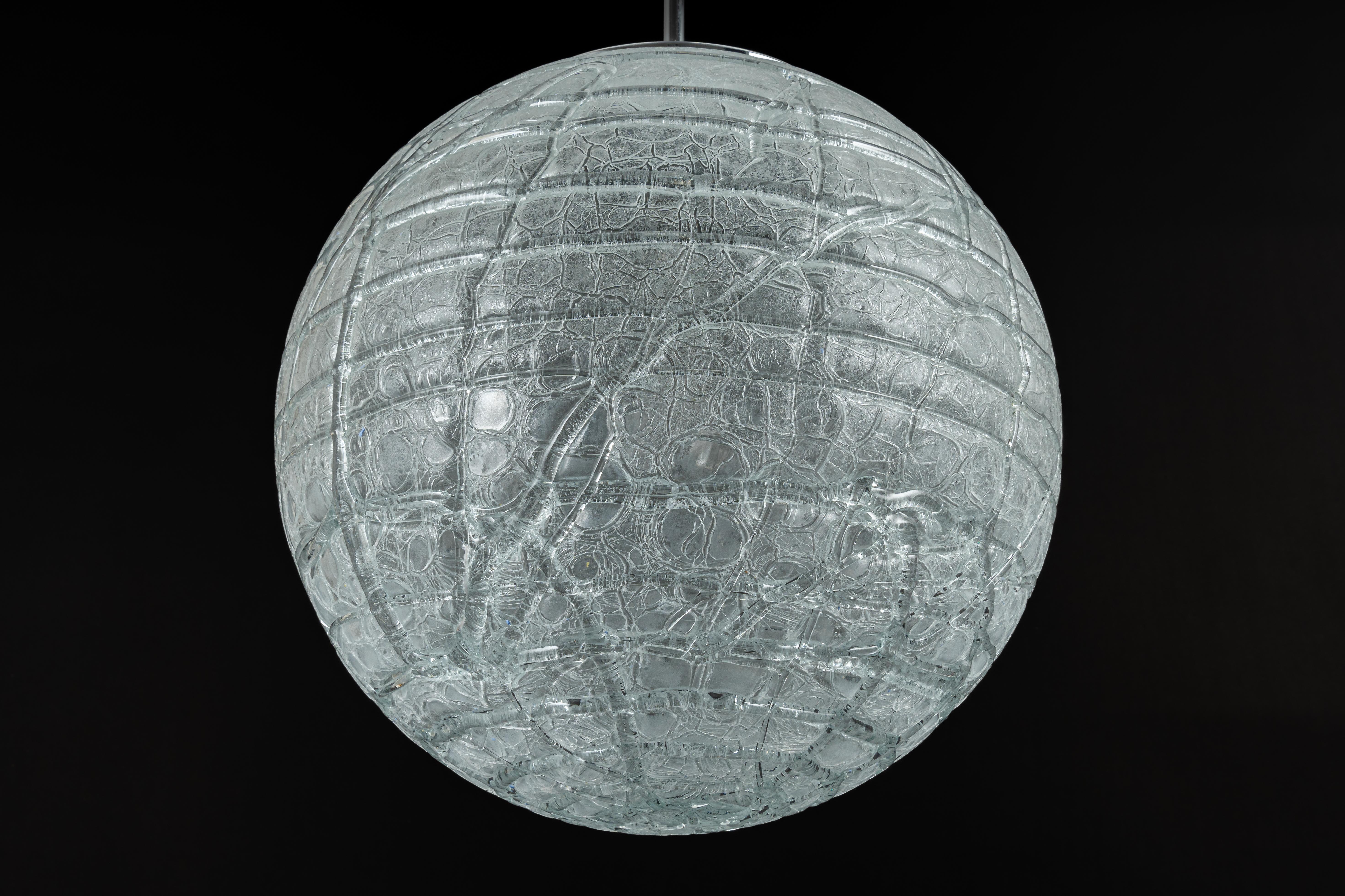 Large Murano Ball Pendant Light by Doria, Germany, 1970s For Sale 6