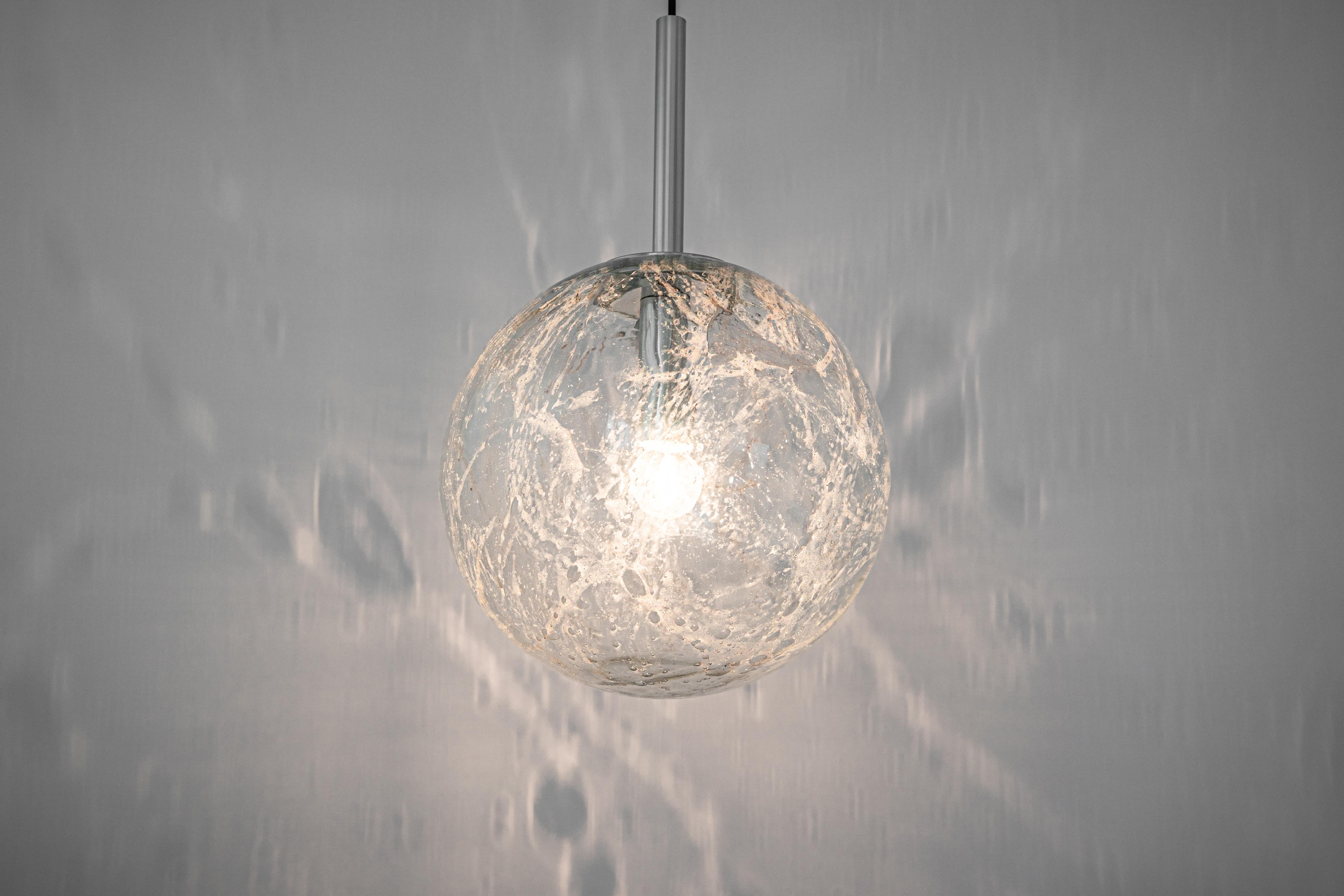 Large Murano Ball Pendant Light by Doria, Germany, 1970s For Sale 6