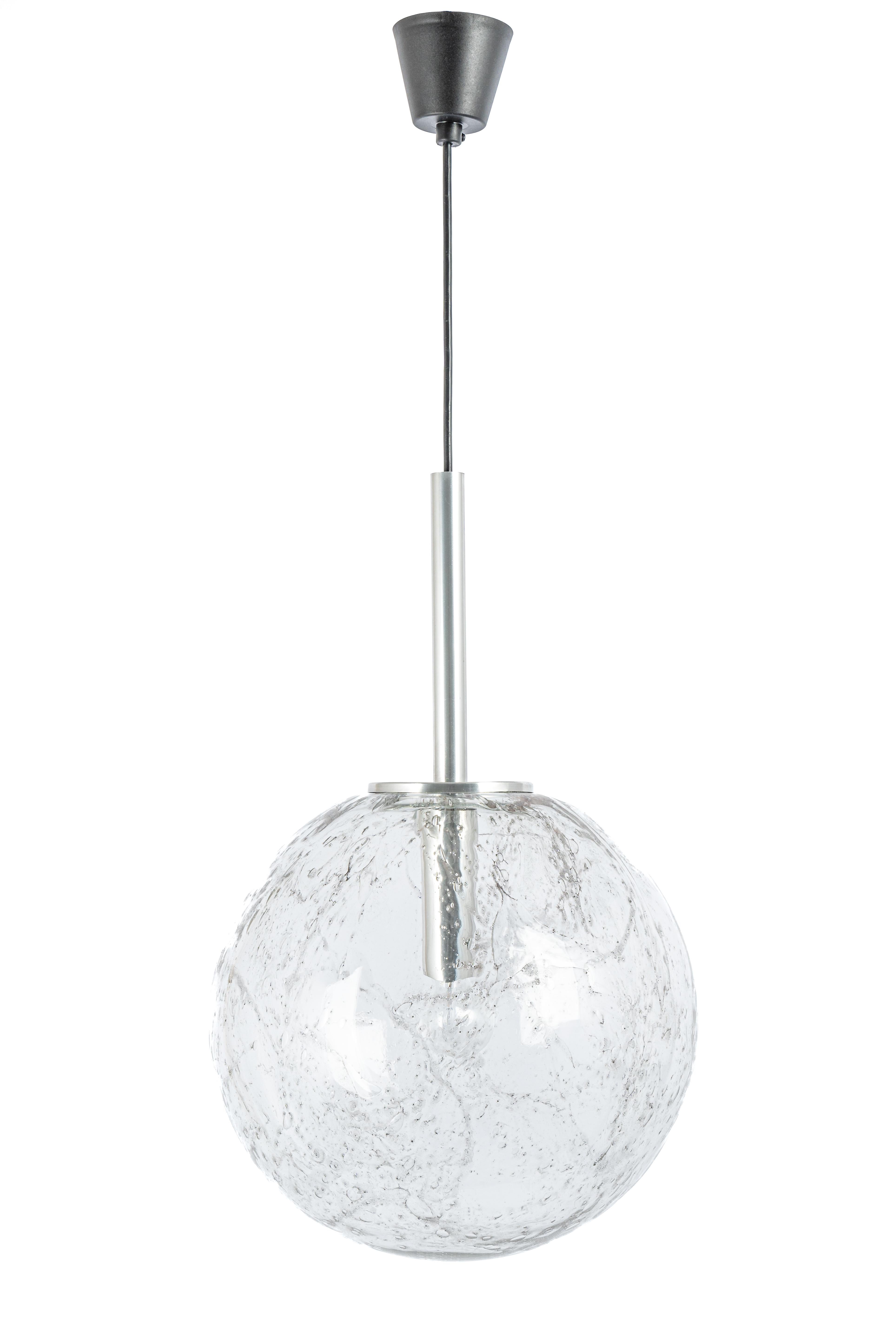 Large Murano Ball Pendant Light by Doria, Germany, 1970s In Good Condition For Sale In Aachen, NRW