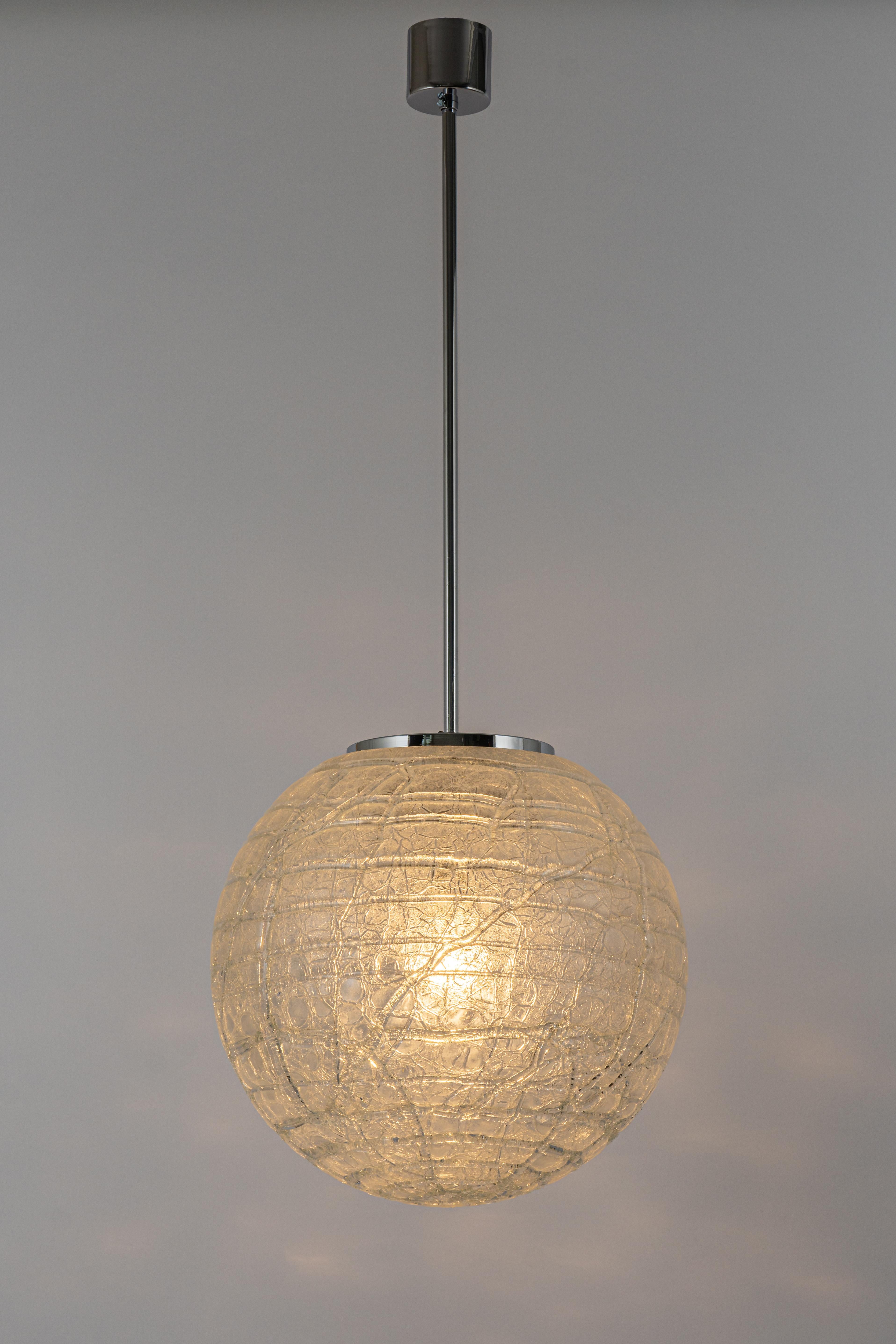 Chrome Large Murano Ball Pendant Light by Doria, Germany, 1970s For Sale