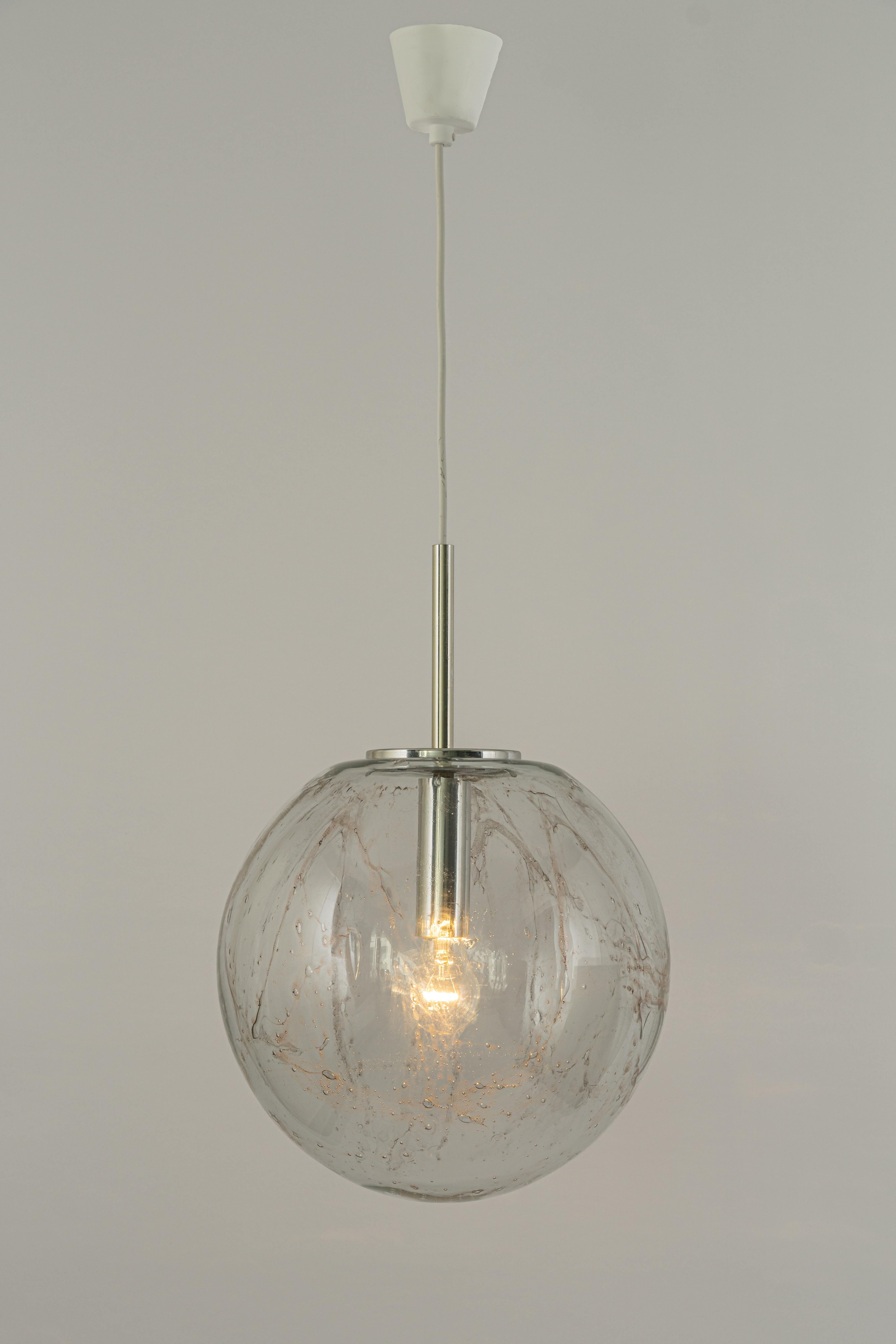 Large Murano Ball Pendant Light by Doria, Germany, 1970s For Sale 1
