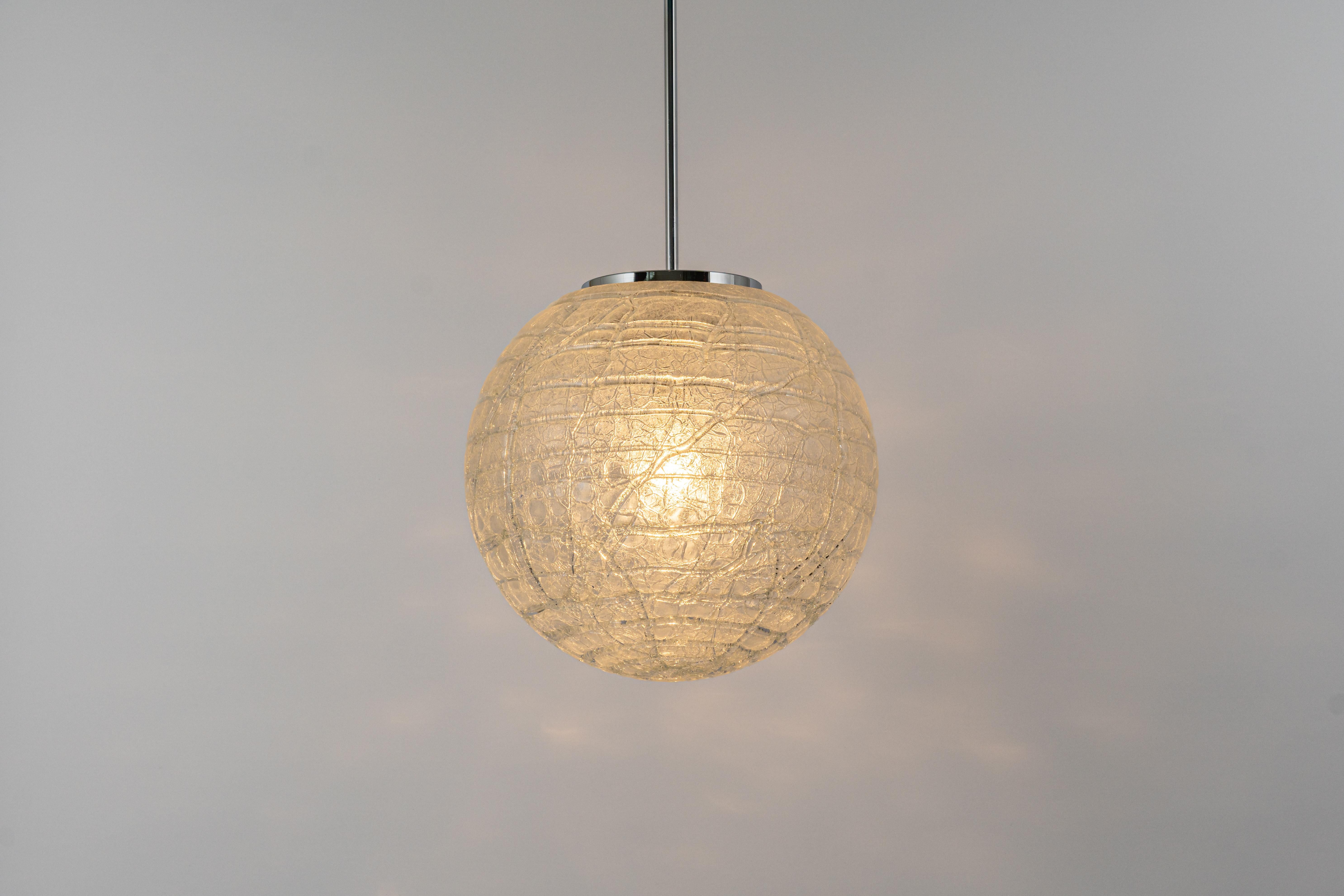 Large Murano Ball Pendant Light by Doria, Germany, 1970s For Sale 1