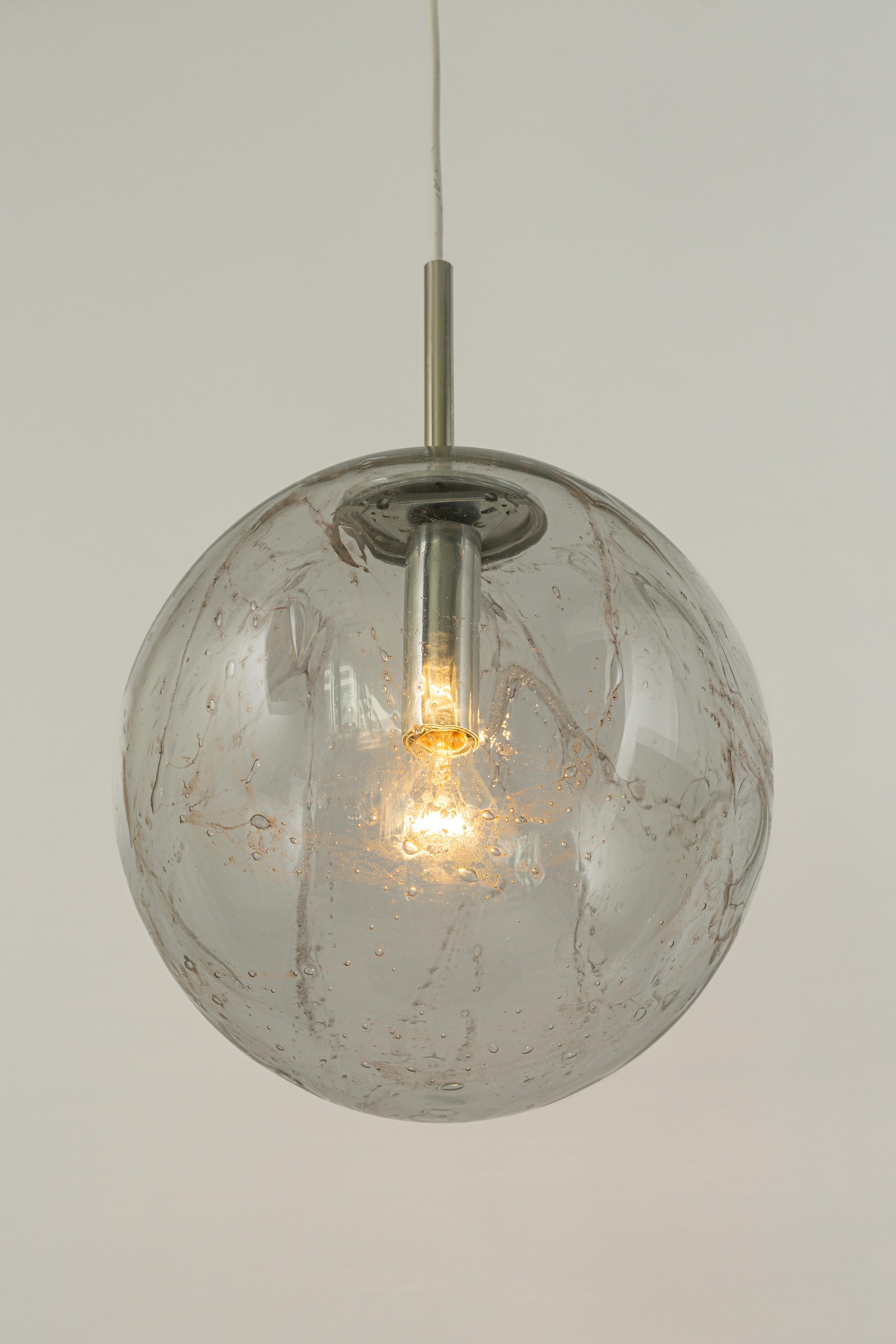 Large Murano Ball Pendant Light by Doria, Germany, 1970s For Sale 2