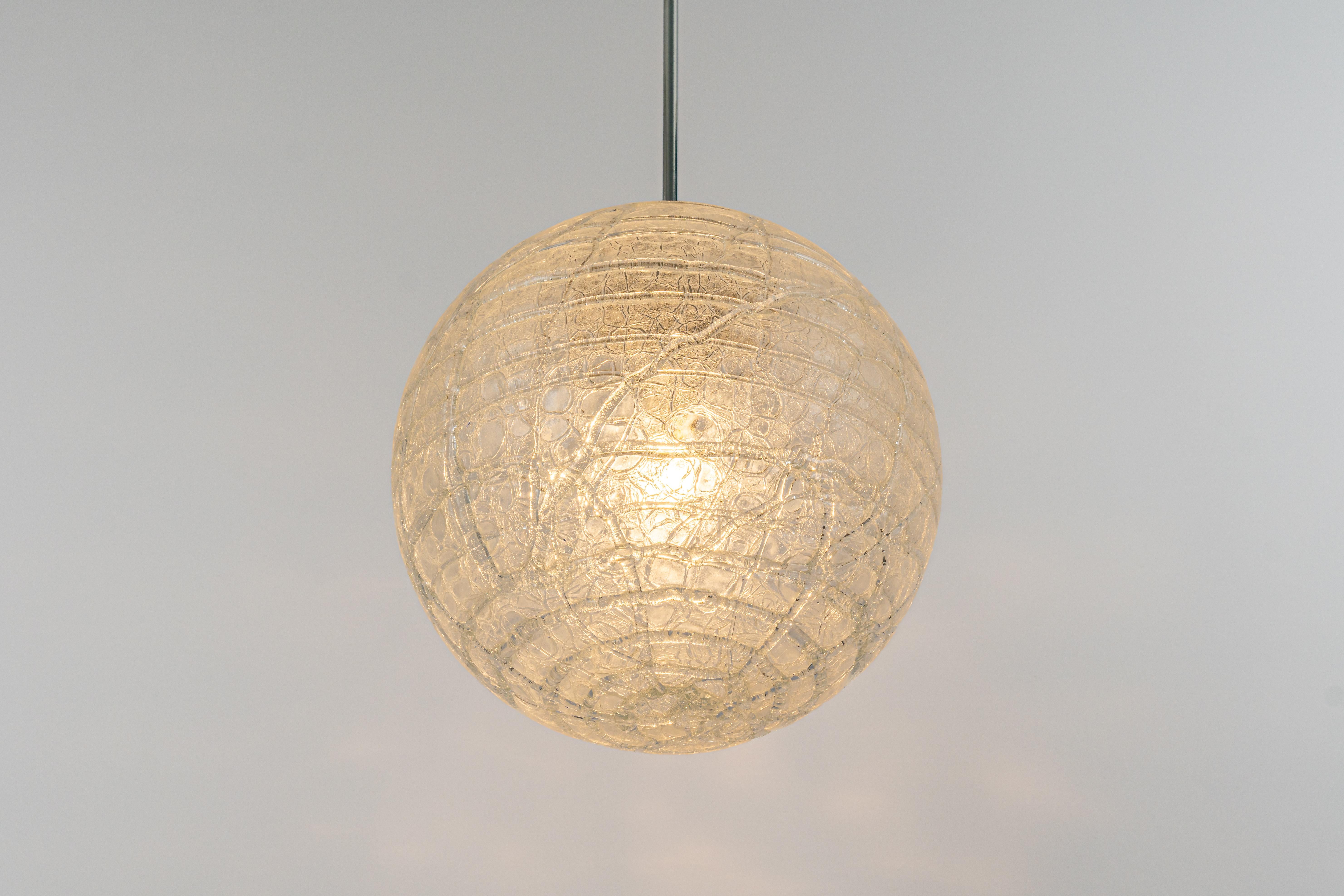 Large Murano Ball Pendant Light by Doria, Germany, 1970s For Sale 2