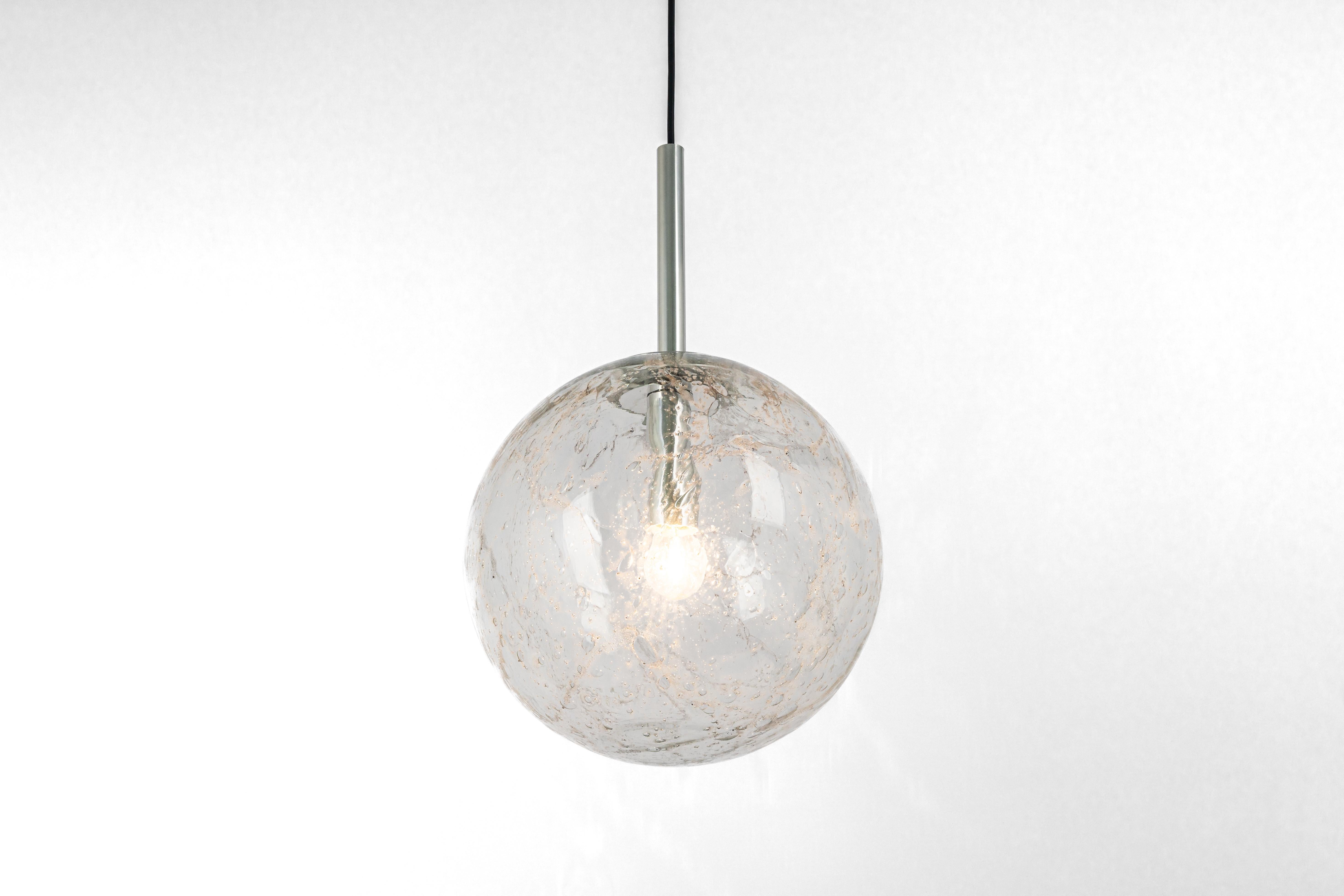 Large Murano Ball Pendant Light by Doria, Germany, 1970s For Sale 2