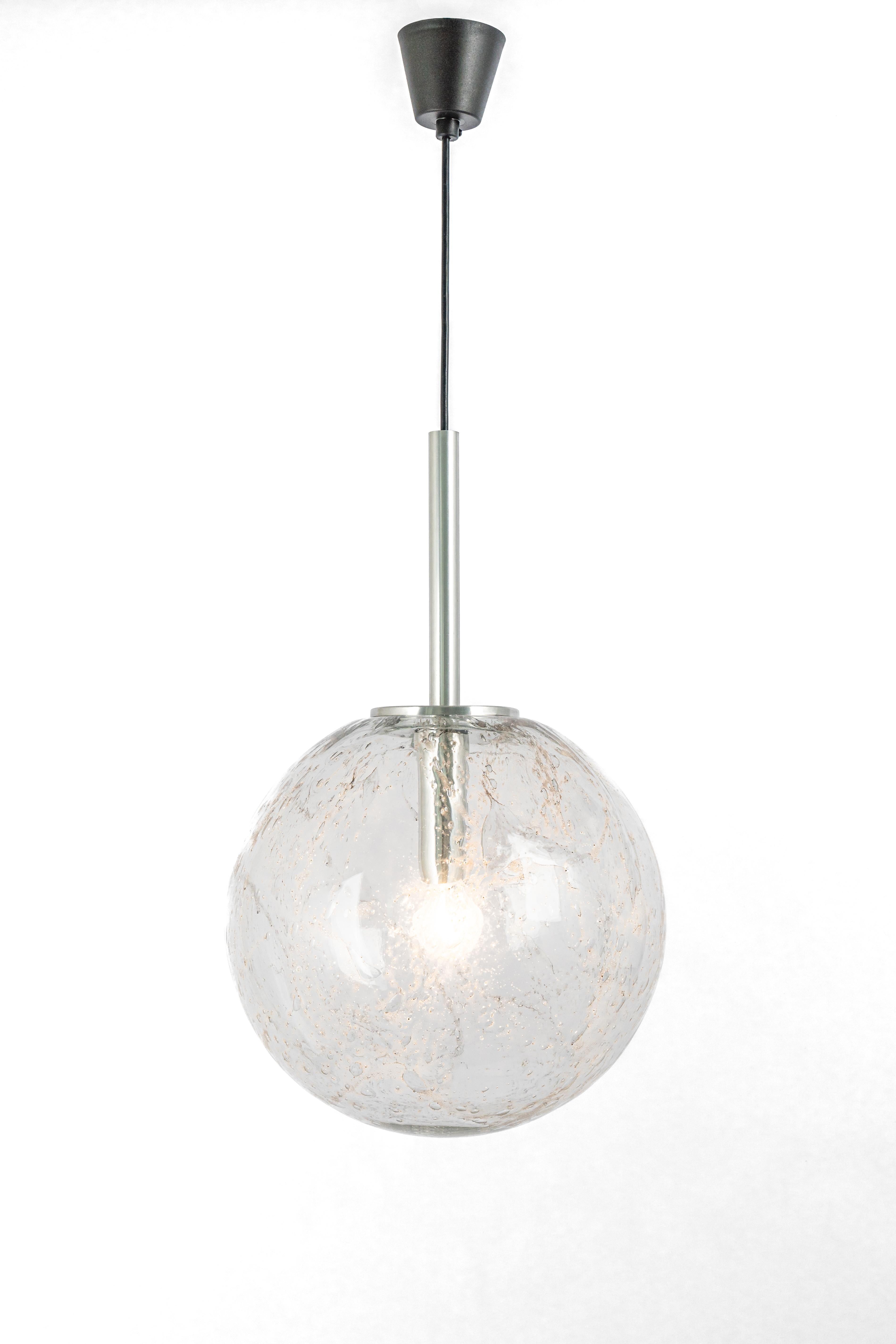 Large Murano Ball Pendant Light by Doria, Germany, 1970s For Sale 3