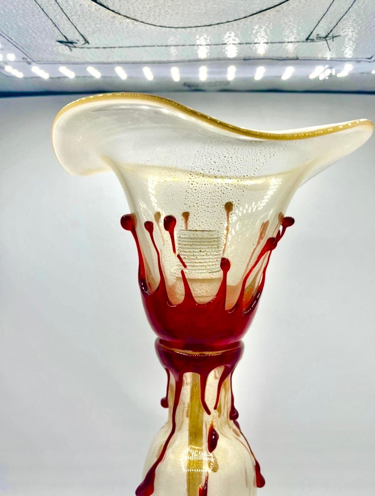 Mid-Century moderno Grande vetro di Murano Barovier Seguso rubis , Italia 1950 in vendita