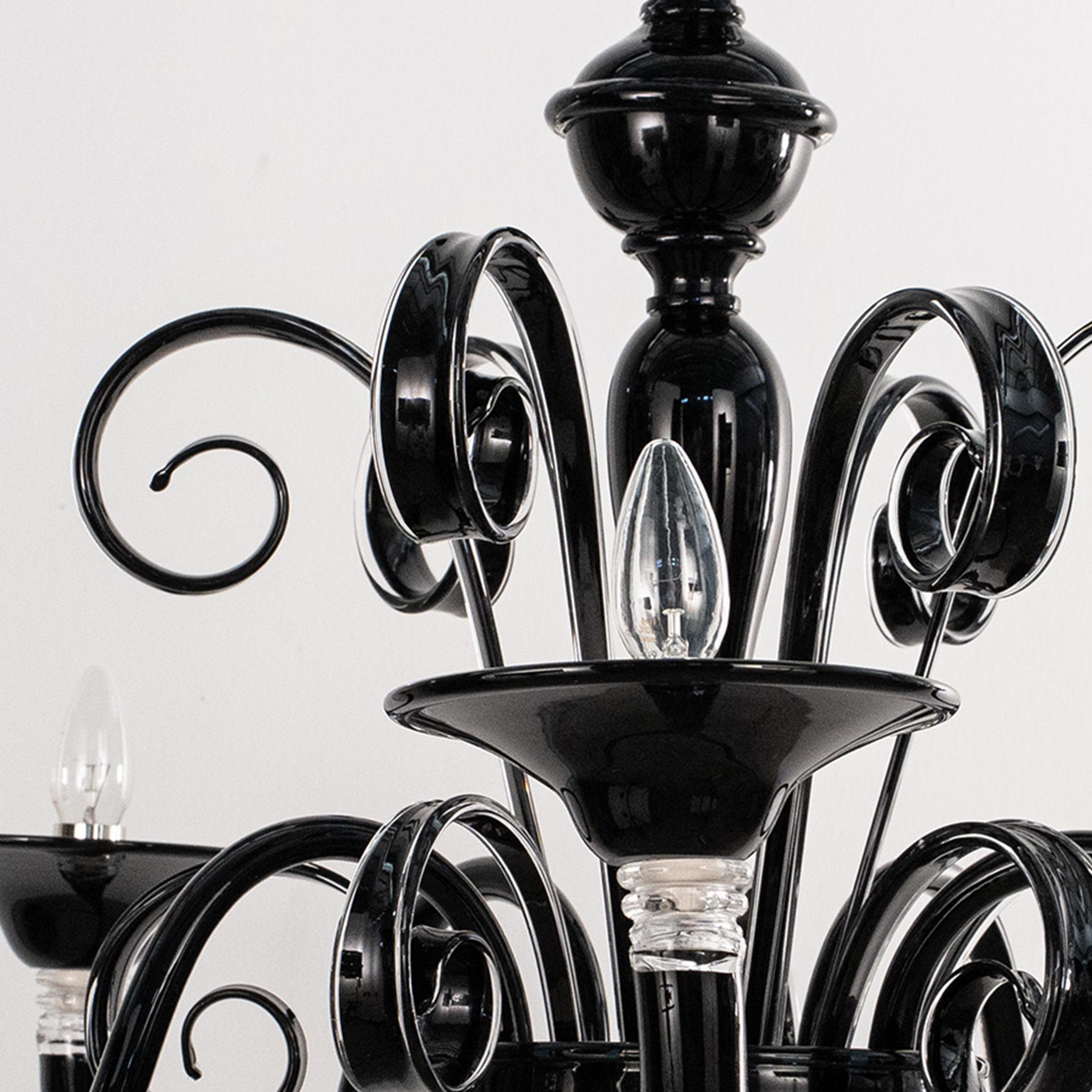 Large Murano Black glass chandelier 5 lights, Vintage Made in Italy in stock im Angebot 2