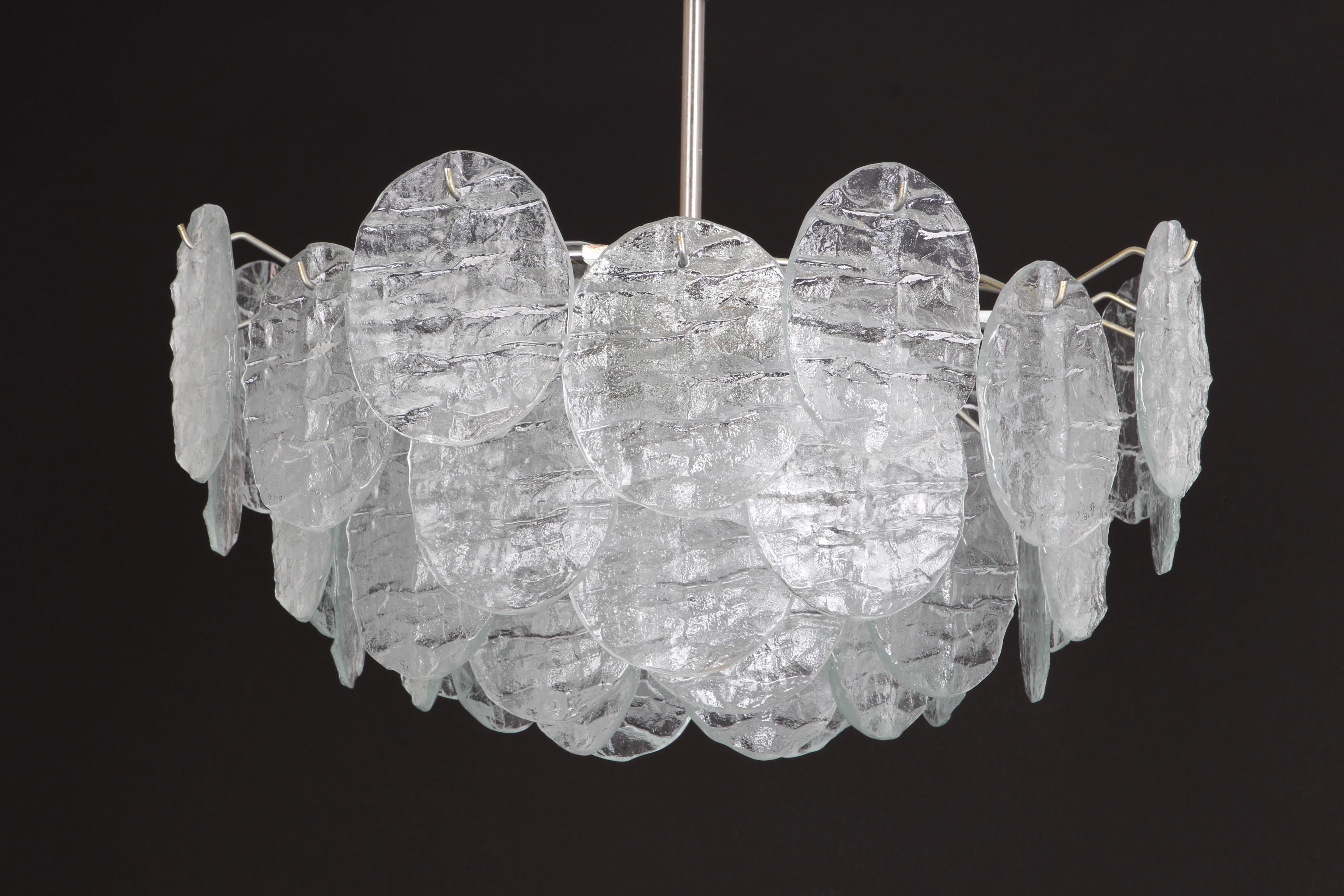 1 of 2 Large Murano Blatt Glass Chandelier Leafs Form by Kalmar, Austria, 1960s 3