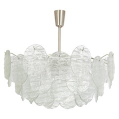 1 of 2 Large Murano Blatt Glass Chandelier Leafs Form by Kalmar, Austria, 1960s