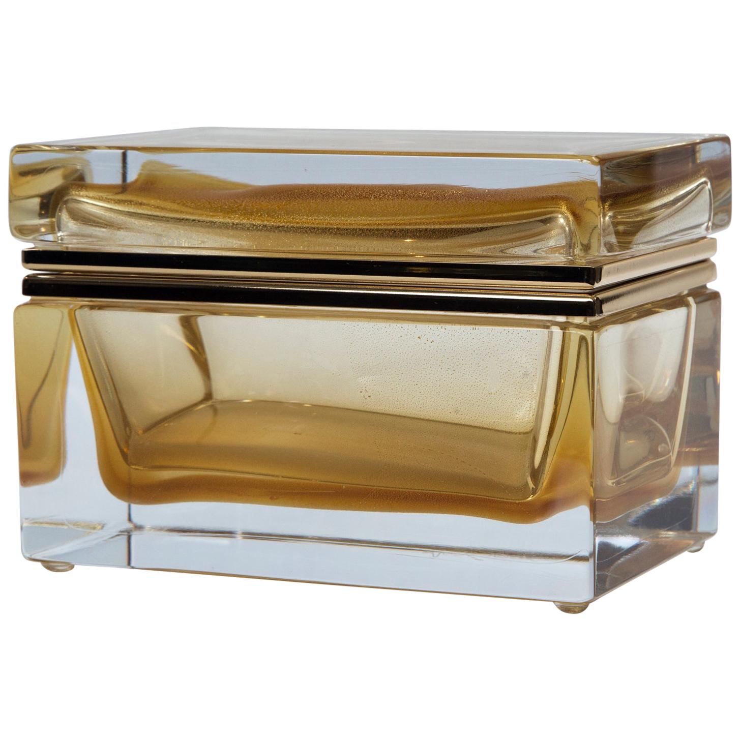 Large Murano Blown 24-Karat Gold Box, Contemporary