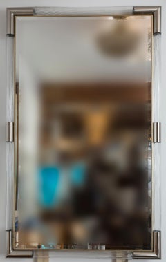 Large Murano Blown Reeded Nickel Mirror, Contemporary