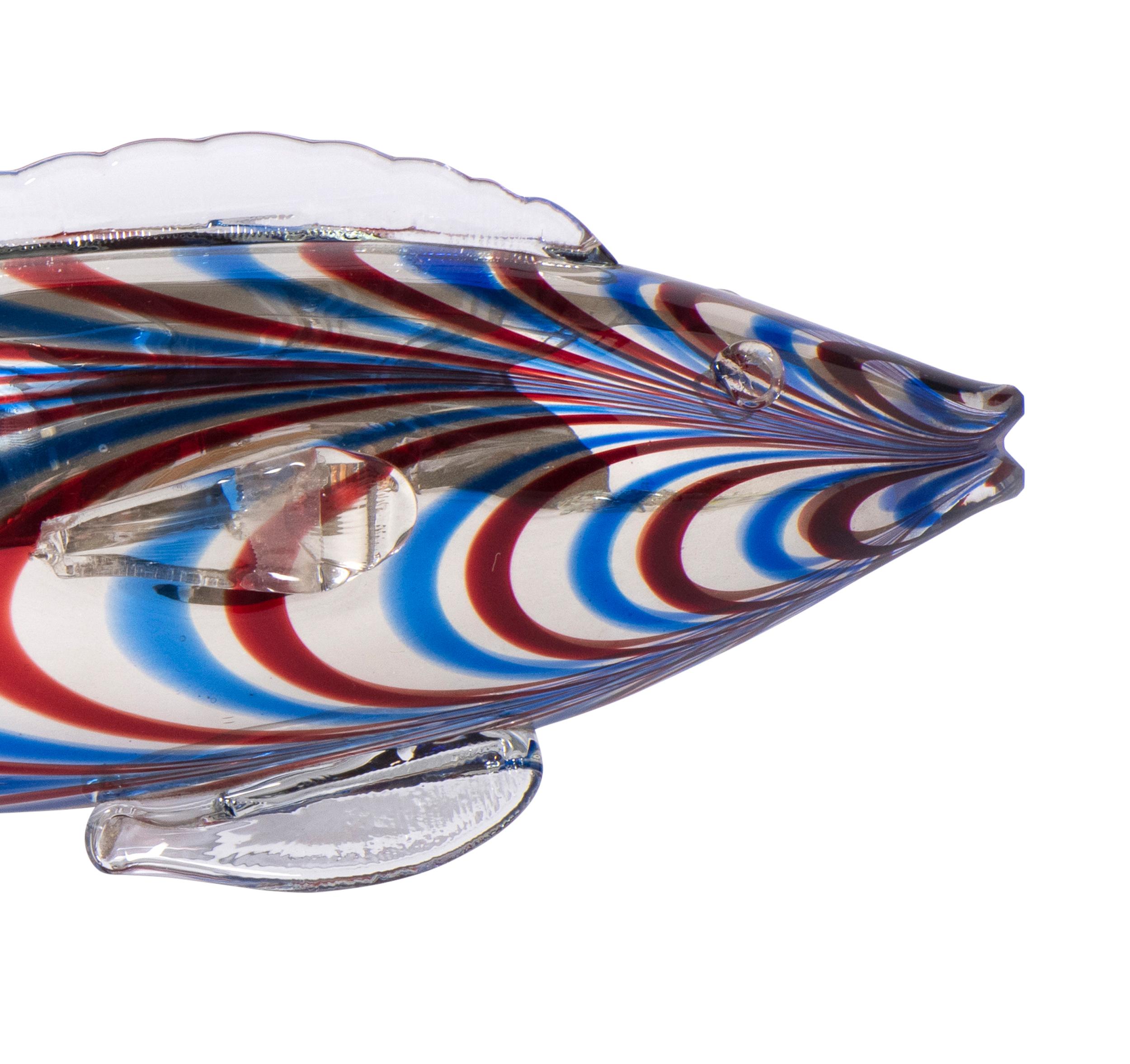 Italian Large Murano Blue and Red Glass Fish, Italy, circa 1970