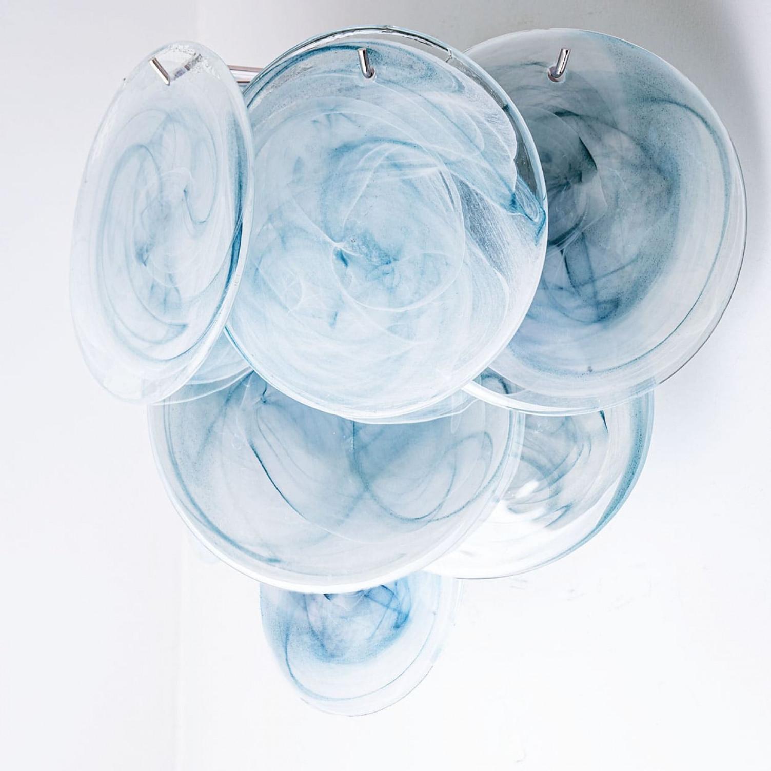 Large Murano Blue Glass Discs and Brass Wall Lights, Italy en vente 2