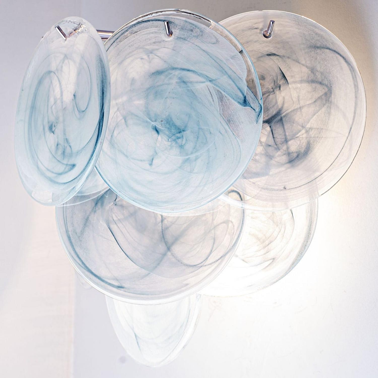 Large Murano Blue Glass Discs and Brass Wall Lights, Italy en vente 4