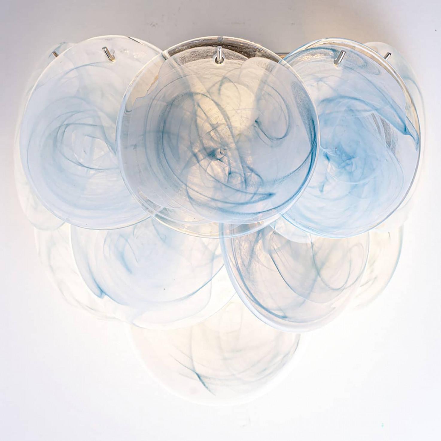 Large Murano Blue Glass Discs and Brass Wall Lights, Italy en vente 5