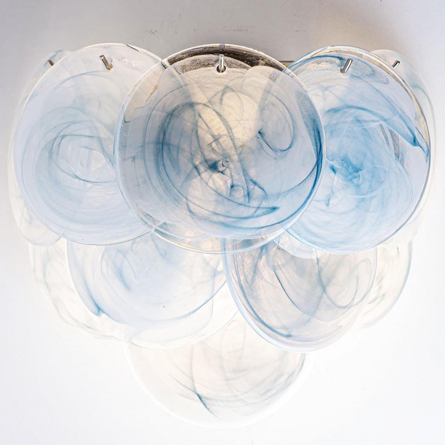 Large Murano Blue Glass Discs and Brass Wall Lights, Italy en vente 7