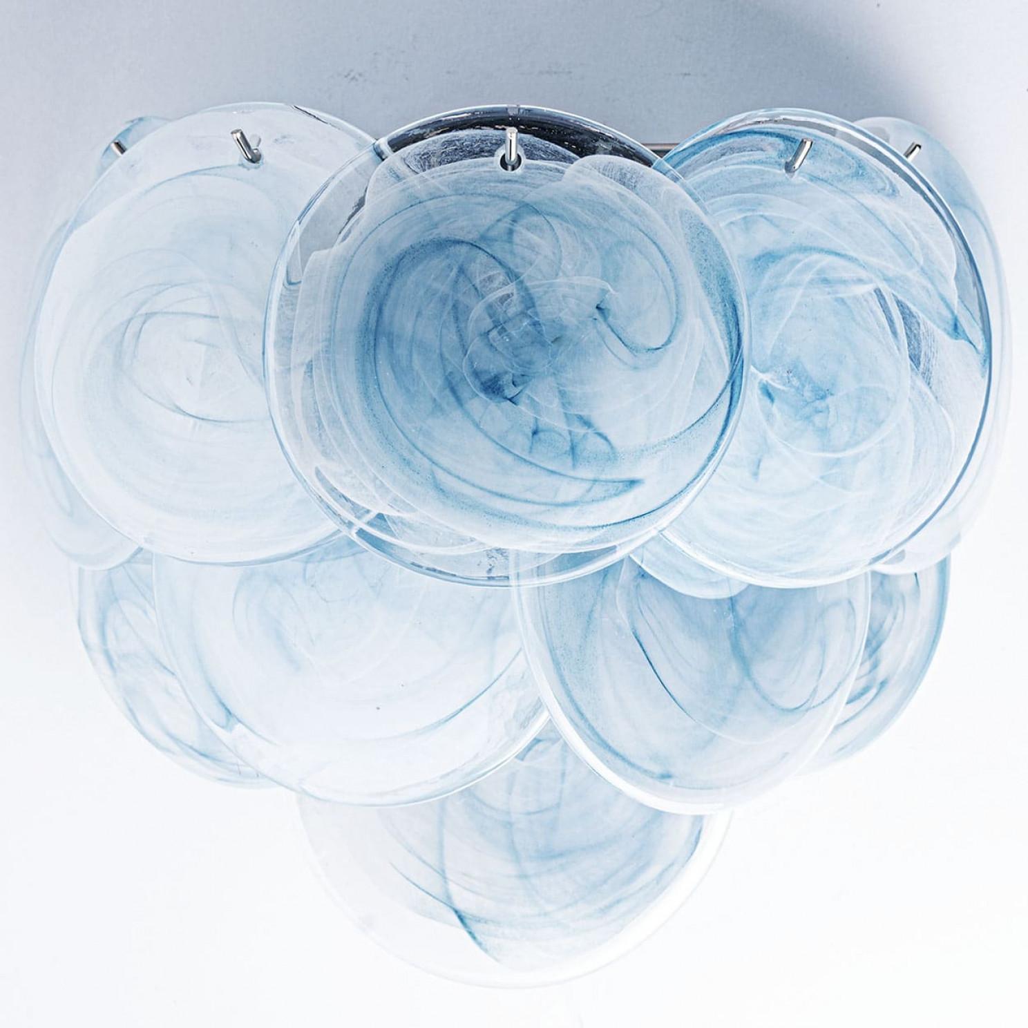 italien Large Murano Blue Glass Discs and Brass Wall Lights, Italy en vente