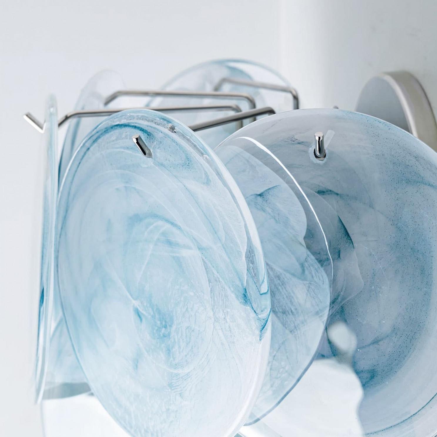 Fin du 20e siècle Large Murano Blue Glass Discs and Brass Wall Lights, Italy en vente