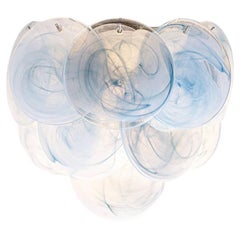 Large Murano Blue Glass Discs and Brass Wall Lights, Italy
