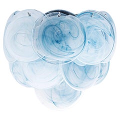 Large Murano Blue Glass Discs and Brass Wall Lights, Italy