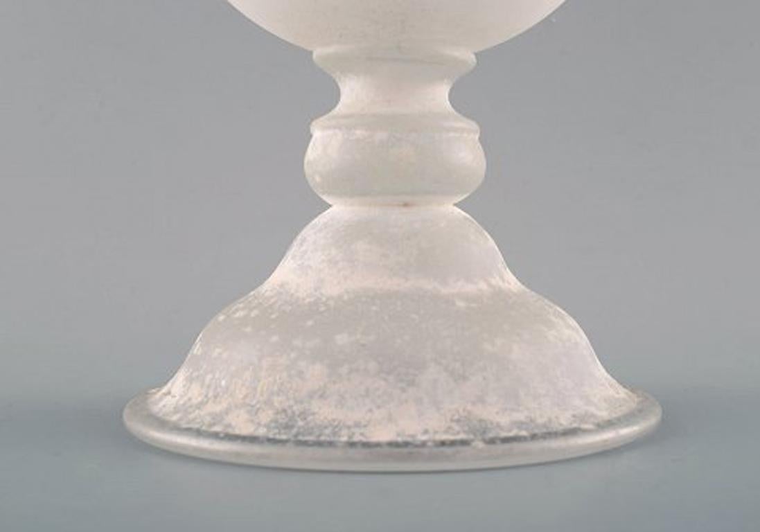 Italian Large Murano Bowl on Foot or Compote in Mouth Blown Art Glass, 1960s
