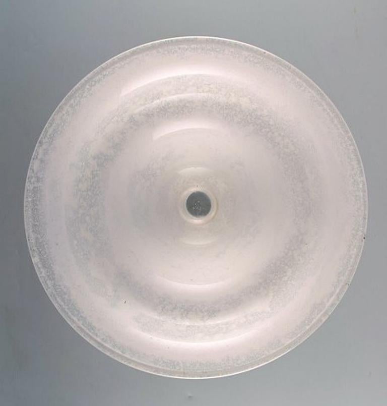 Large Murano Bowl on Foot or Compote in Mouth Blown Art Glass, 1960s In Excellent Condition In Copenhagen, DK