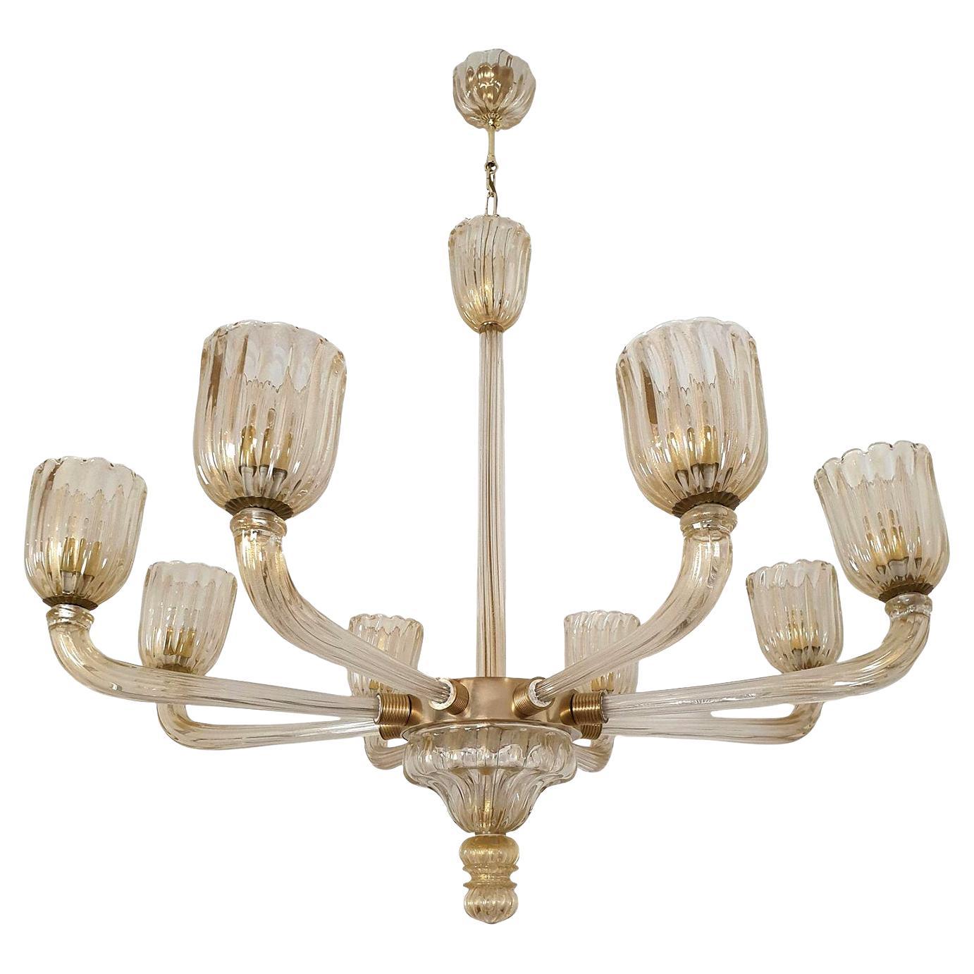 Murano Glass and Brass Large chandelier, Italy