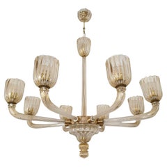 Murano Glass and Brass Large chandelier, Italy