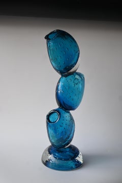 Large Murano Bullicante Art Glass Sculpture Vase – Triple Stacked Form.