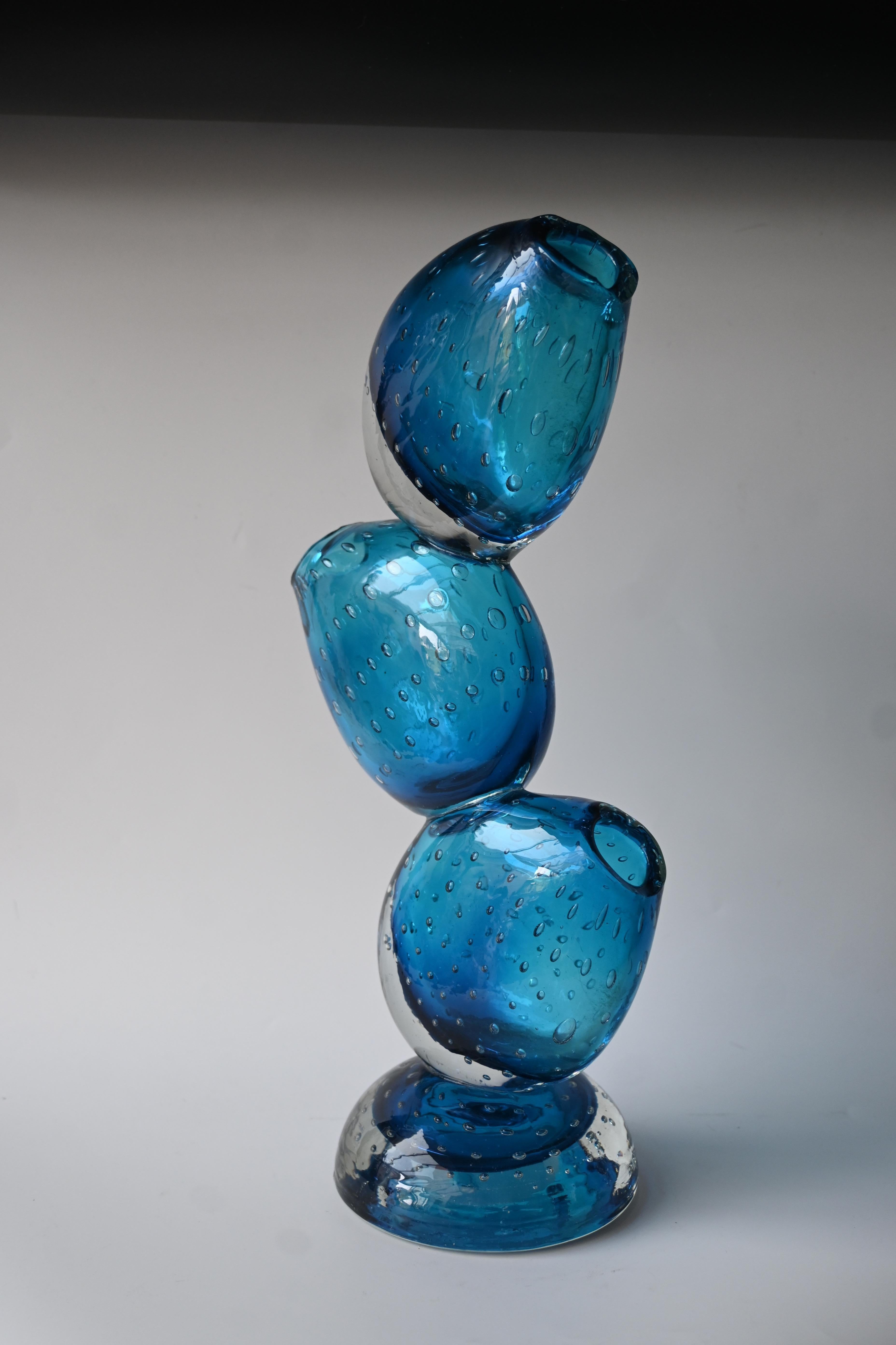 Große Murano Bullicante Kunstglas-Skulptur Vase - Triple gestapelt Form. (Moderne der Mitte des Jahrhunderts) im Angebot
