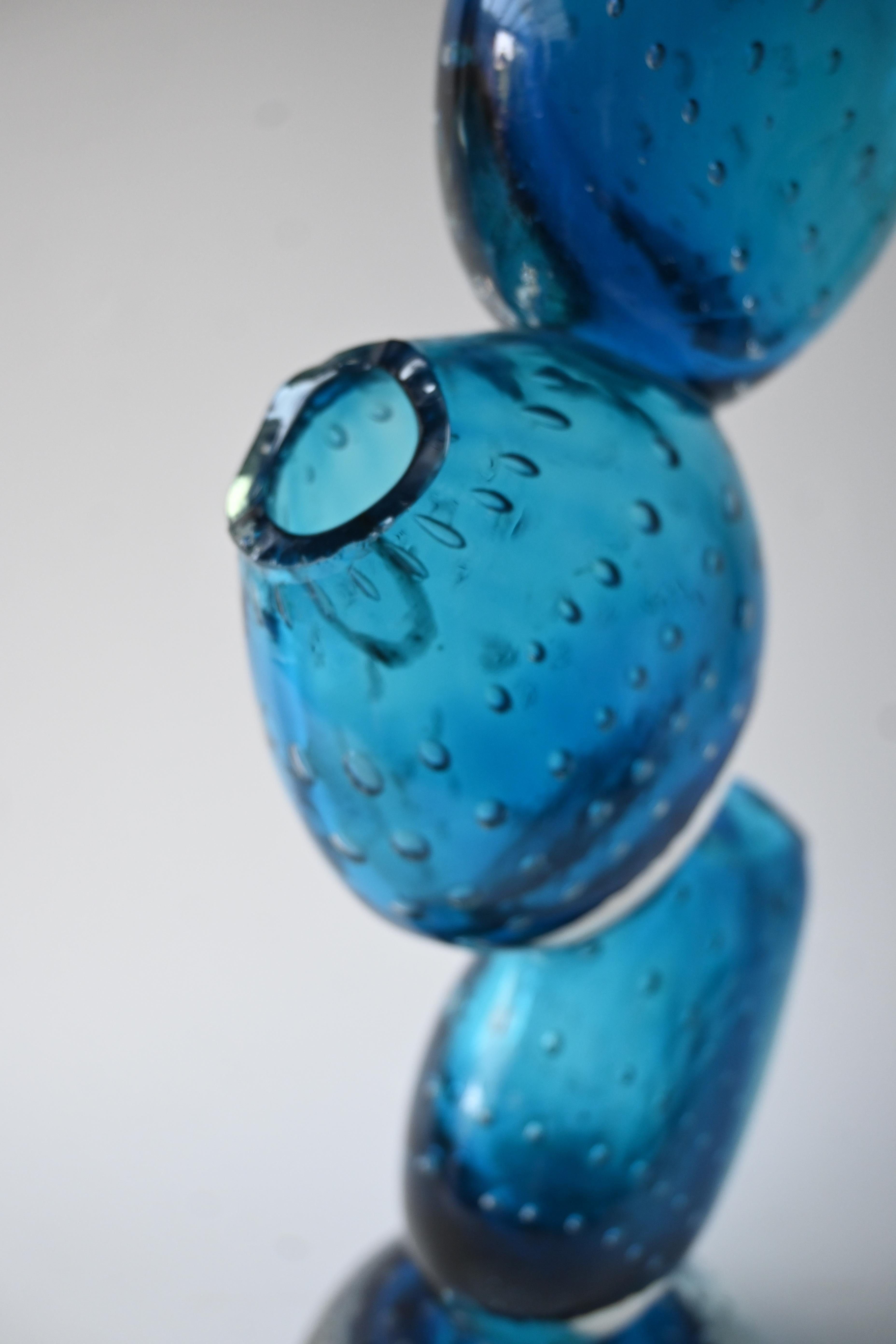 Große Murano Bullicante Kunstglas-Skulptur Vase - Triple gestapelt Form. (Ende des 20. Jahrhunderts) im Angebot