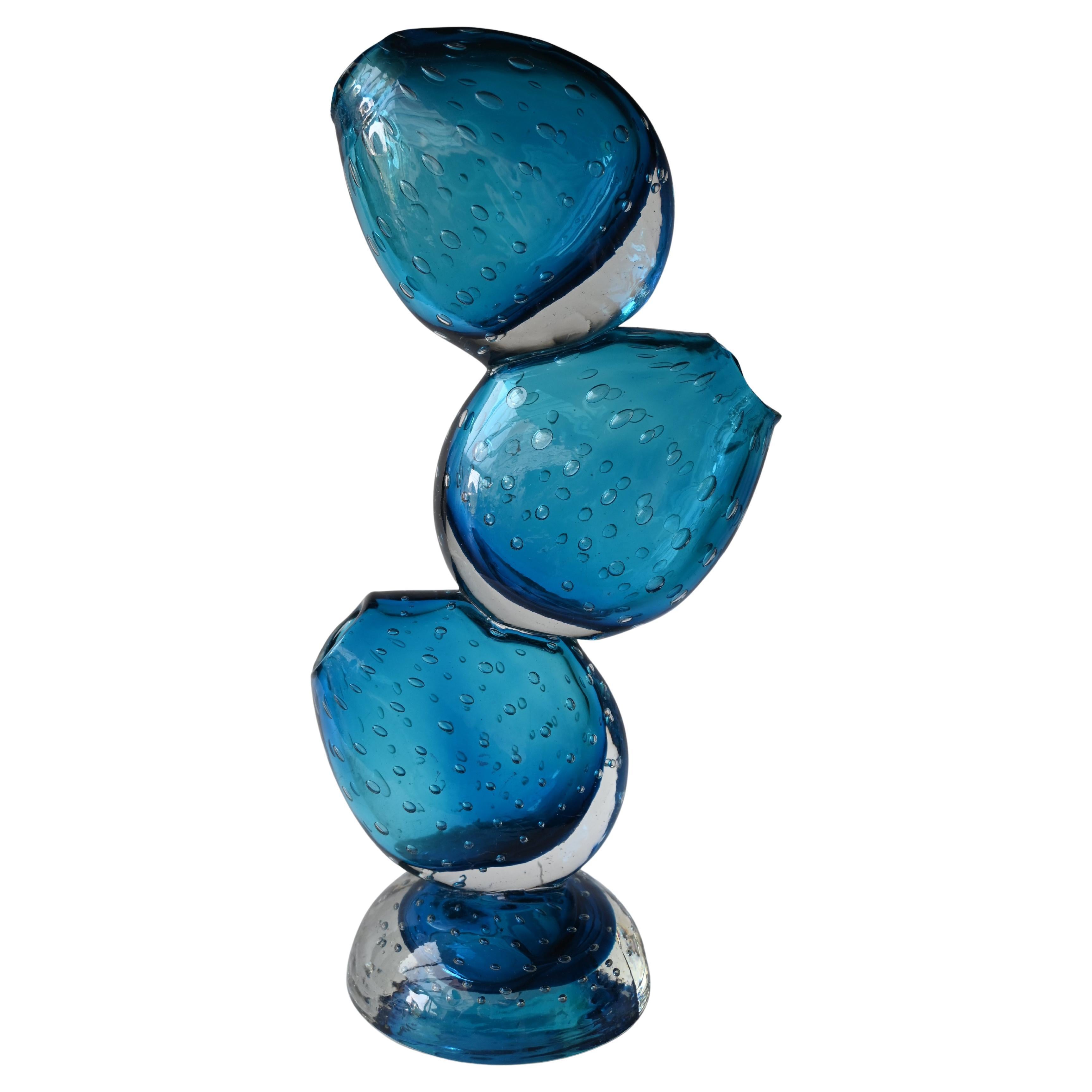 Große Murano Bullicante Kunstglas-Skulptur Vase - Triple gestapelt Form. im Angebot