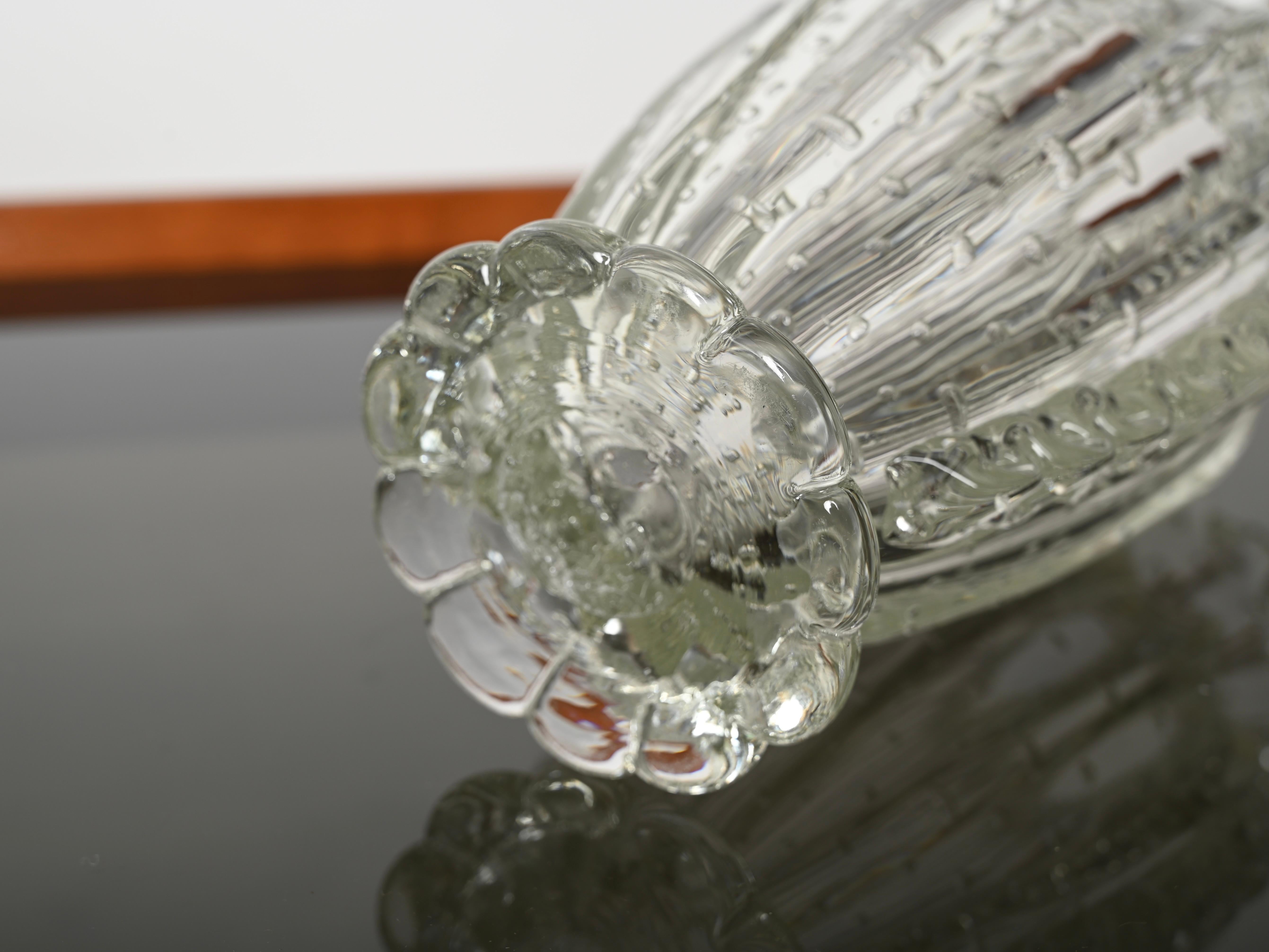Große mundgeblasene Murano-Blumenvase „Bullicante“ aus geblasenem Glas von Barovier, Italien 1950er Jahre im Angebot 5